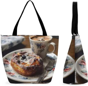 Tote Bag for Women Grocery Bag Blue Pattern Foldable Shopping Bags Reusable Large Tote Bag