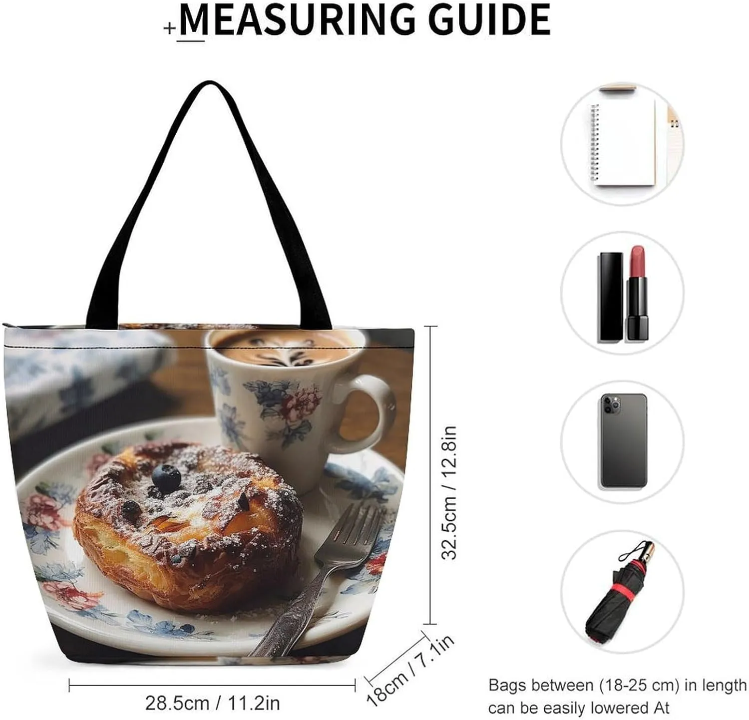 Tote Bag for Women Grocery Bag Blue Pattern Foldable Shopping Bags Reusable Large Tote Bag