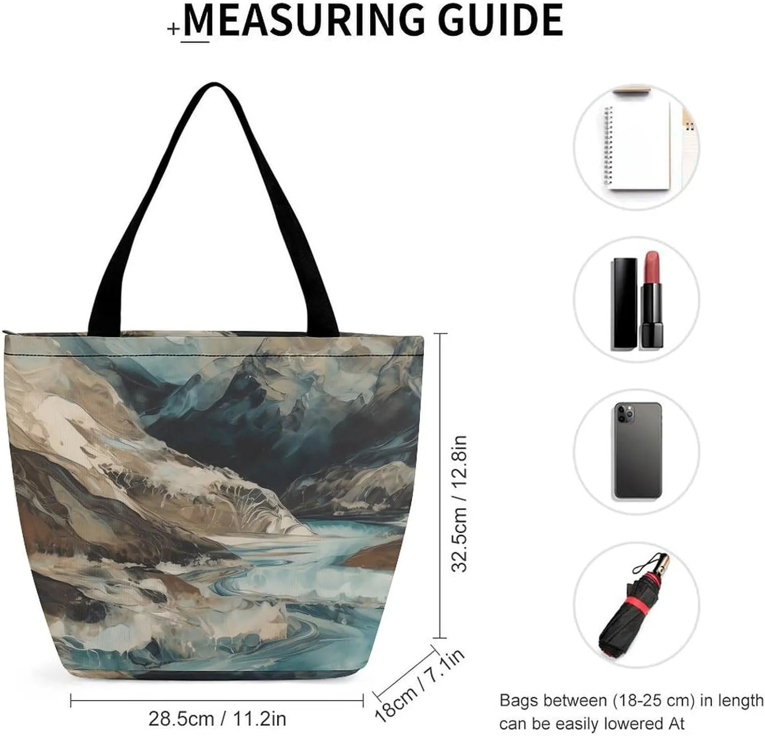 Tote Bag for Women Grocery Bag Illustration of Small City Foldable Shopping Bags Reusable Large Tote Bag