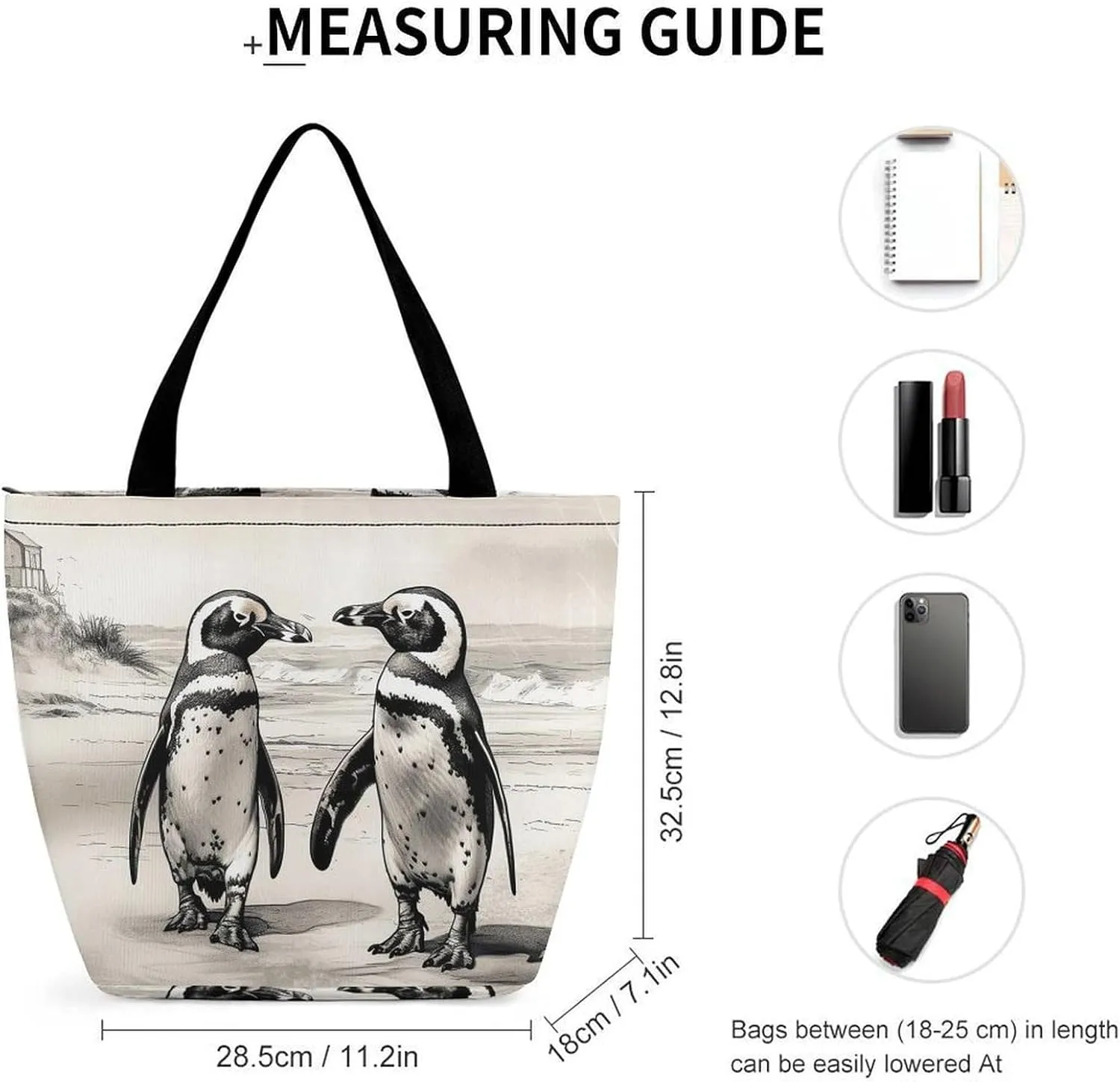 Tote Bag for Women Grocery Bag Illustration of Small City Foldable Shopping Bags Reusable Large Tote Bag