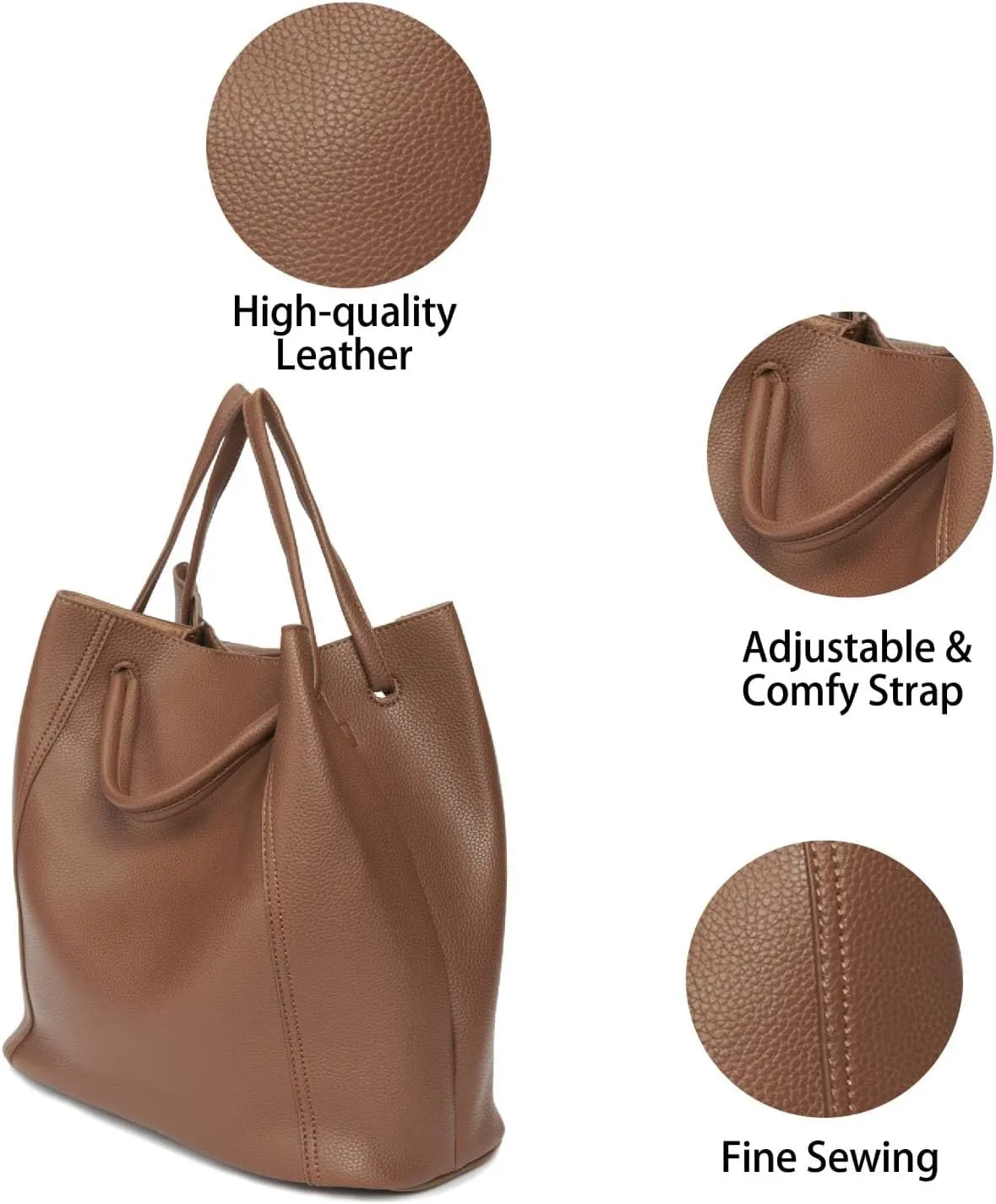 Tote Bag for Women Large Shoulder Bag Work Casual Handbags 2025 with Adjustable Strap 2PCS