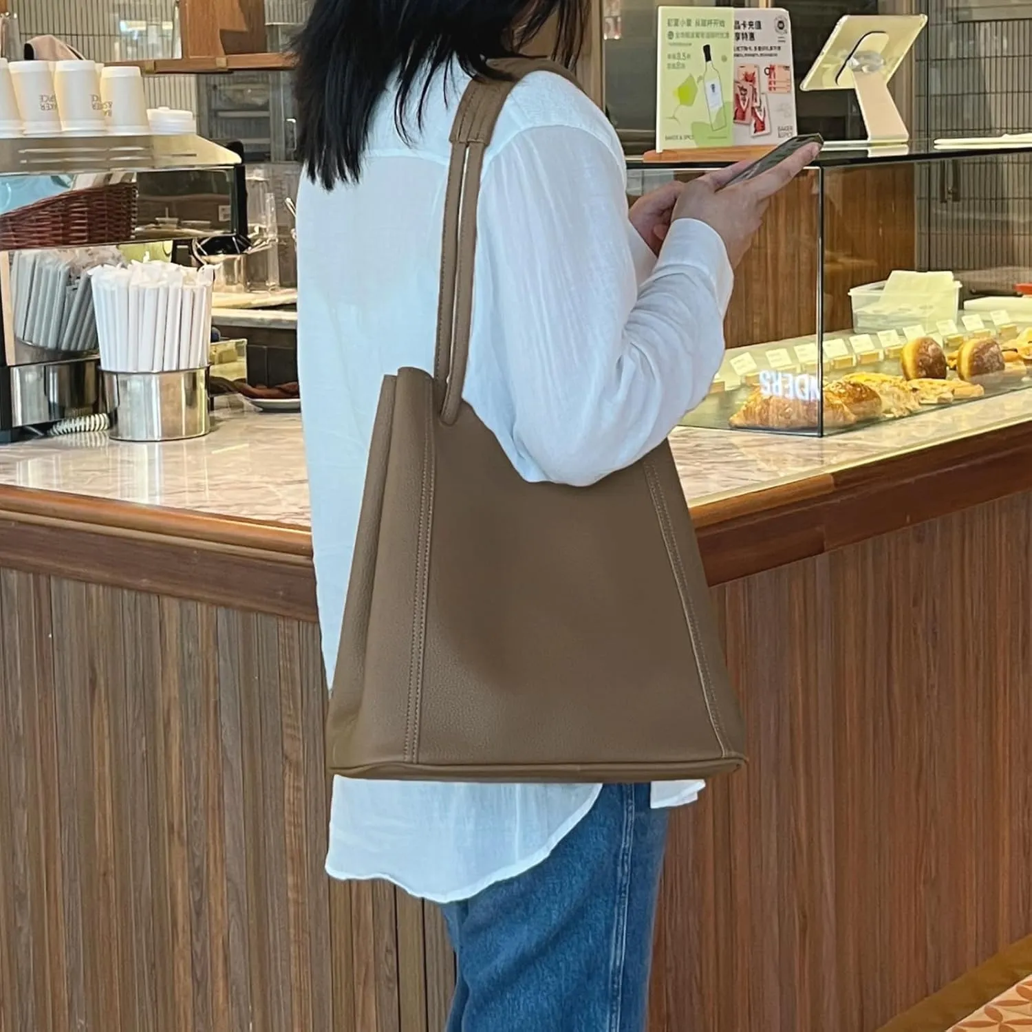 Tote Bag for Women Large Shoulder Bag Work Casual Handbags 2025 with Adjustable Strap 2PCS