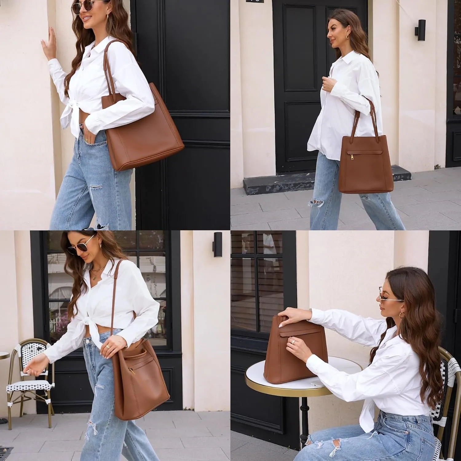 Tote Bag for Women Large Shoulder Bag Work Casual Handbags 2025 with Adjustable Strap 2PCS