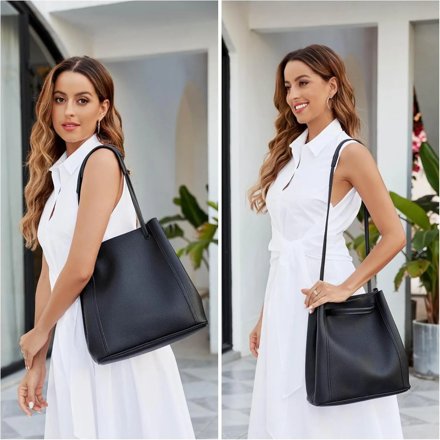 Tote Bag for Women Large Shoulder Bag Work Casual Handbags 2025 with Adjustable Strap 2PCS