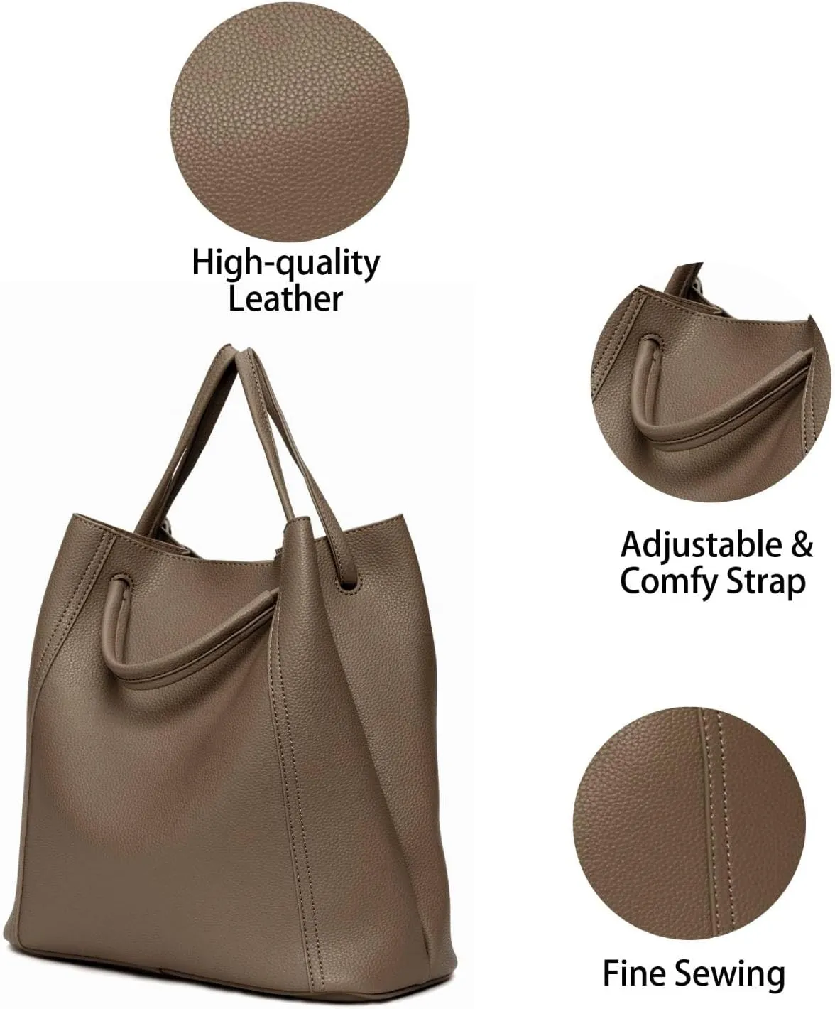 Tote Bag for Women Large Shoulder Bag Work Casual Handbags 2025 with Adjustable Strap 2PCS