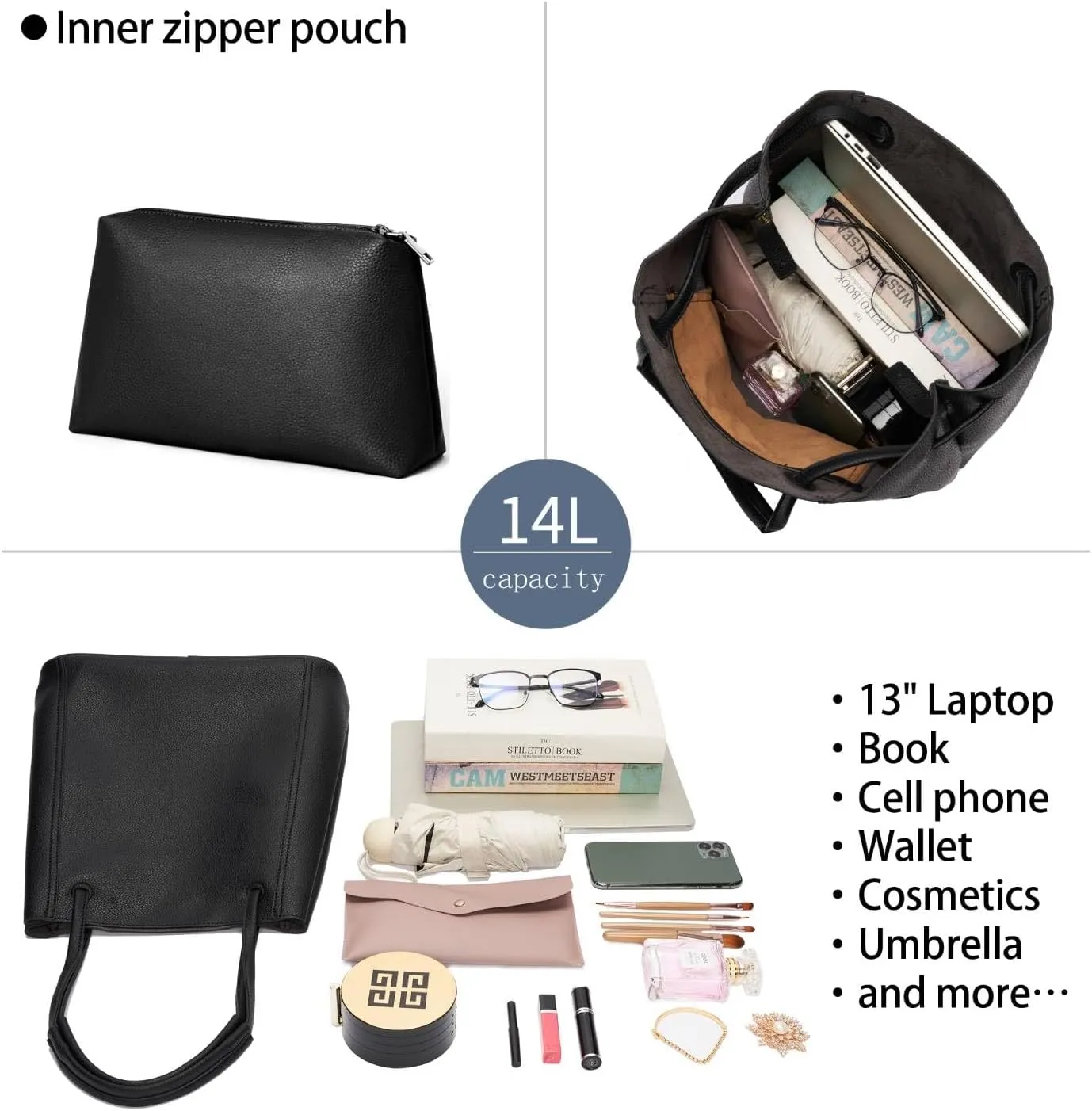 Tote Bag for Women Large Shoulder Bag Work Casual Handbags 2025 with Adjustable Strap 2PCS