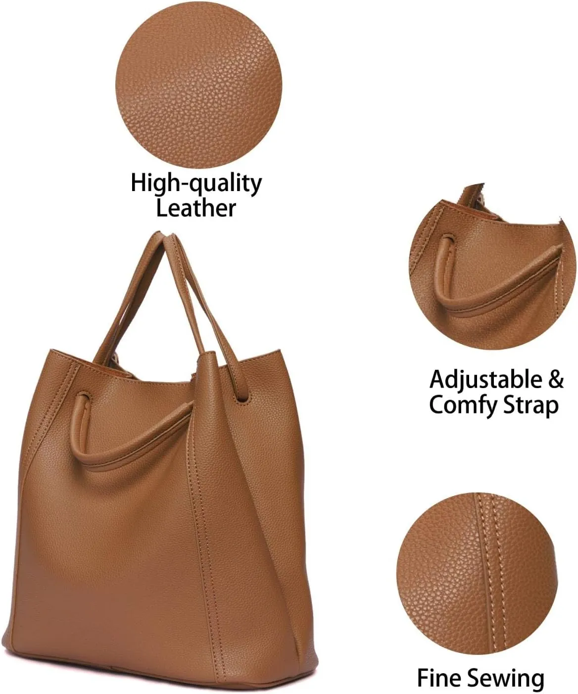 Tote Bag for Women Large Shoulder Bag Work Casual Handbags 2025 with Adjustable Strap 2PCS