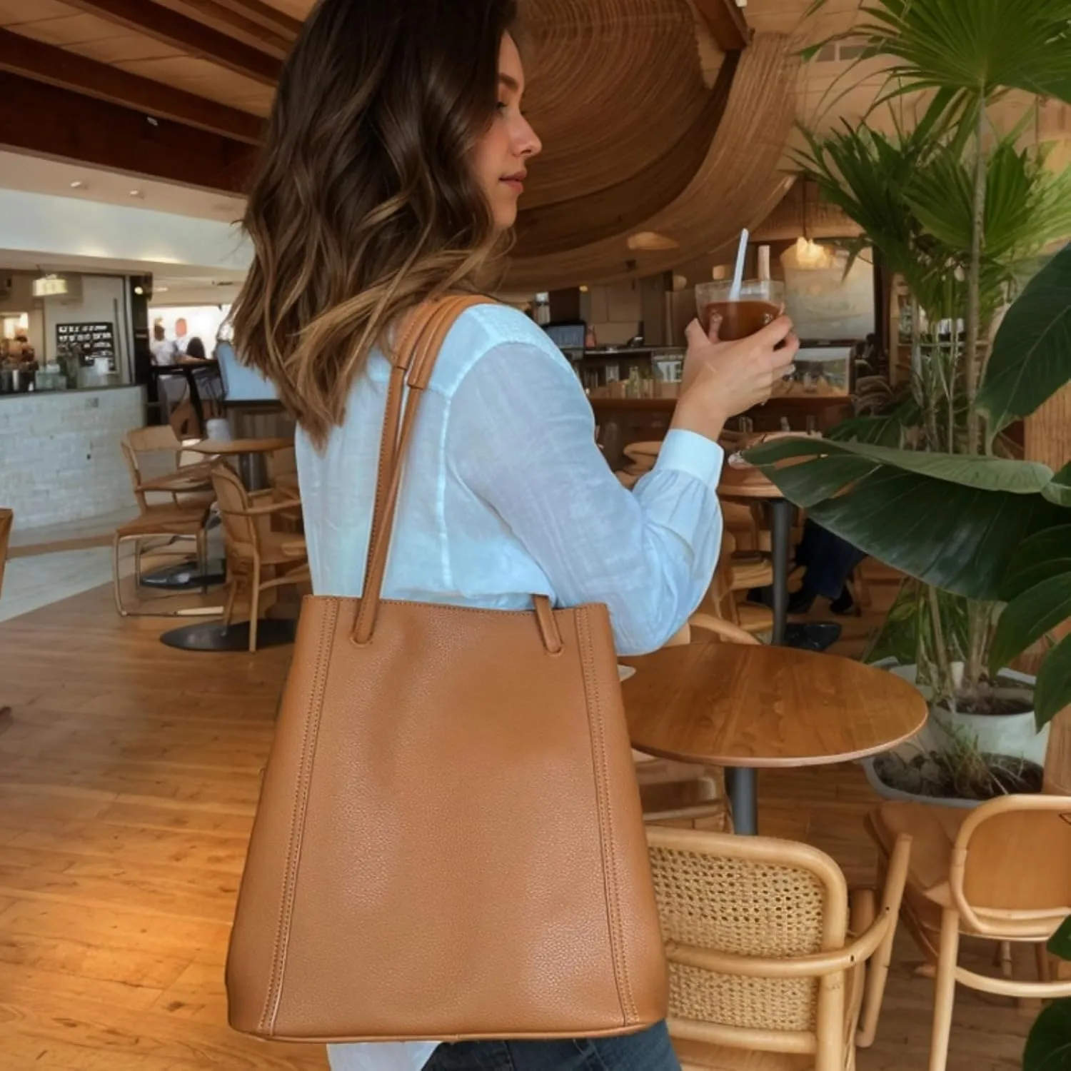 Tote Bag for Women Large Shoulder Bag Work Casual Handbags 2025 with Adjustable Strap 2PCS