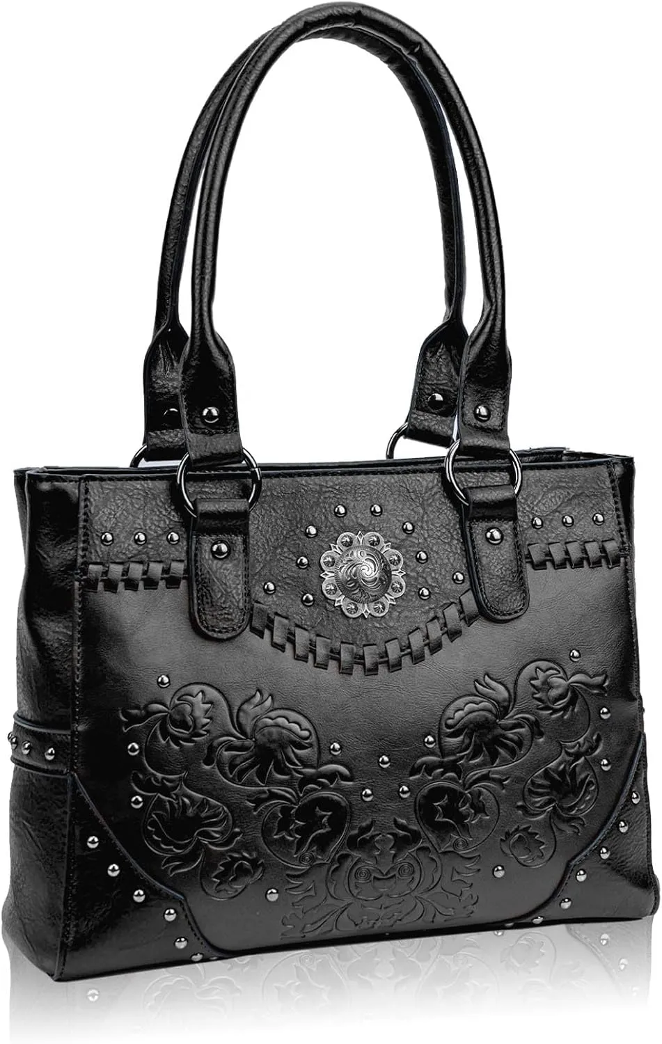 Tote Bag for Women Large Western Purse Ladies Top Handle Shoulder Handbags Vintage Embossed Concho Studs