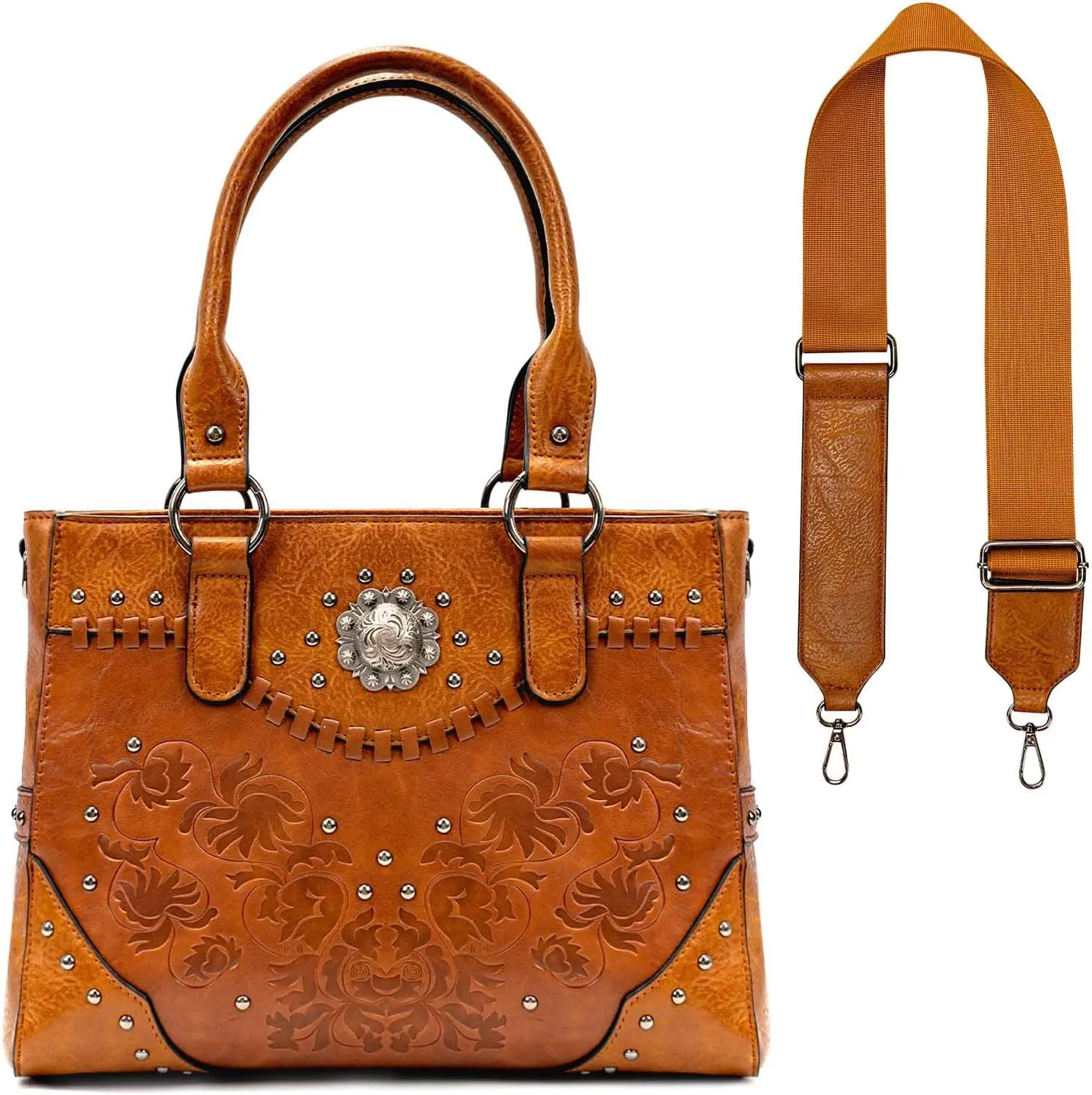 Tote Bag for Women Large Western Purse Ladies Top Handle Shoulder Handbags Vintage Embossed Concho Studs