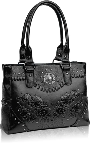 Tote Bag for Women Large Western Purse Ladies Top Handle Shoulder Handbags Vintage Embossed Concho Studs