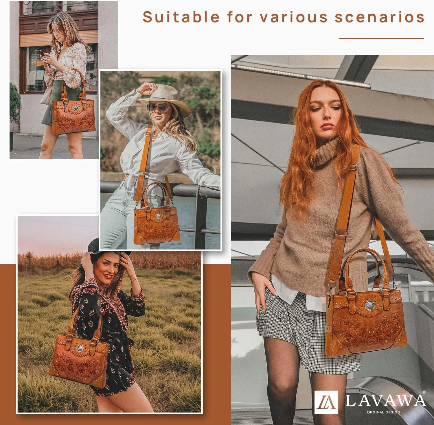 Tote Bag for Women Large Western Purse Ladies Top Handle Shoulder Handbags Vintage Embossed Concho Studs