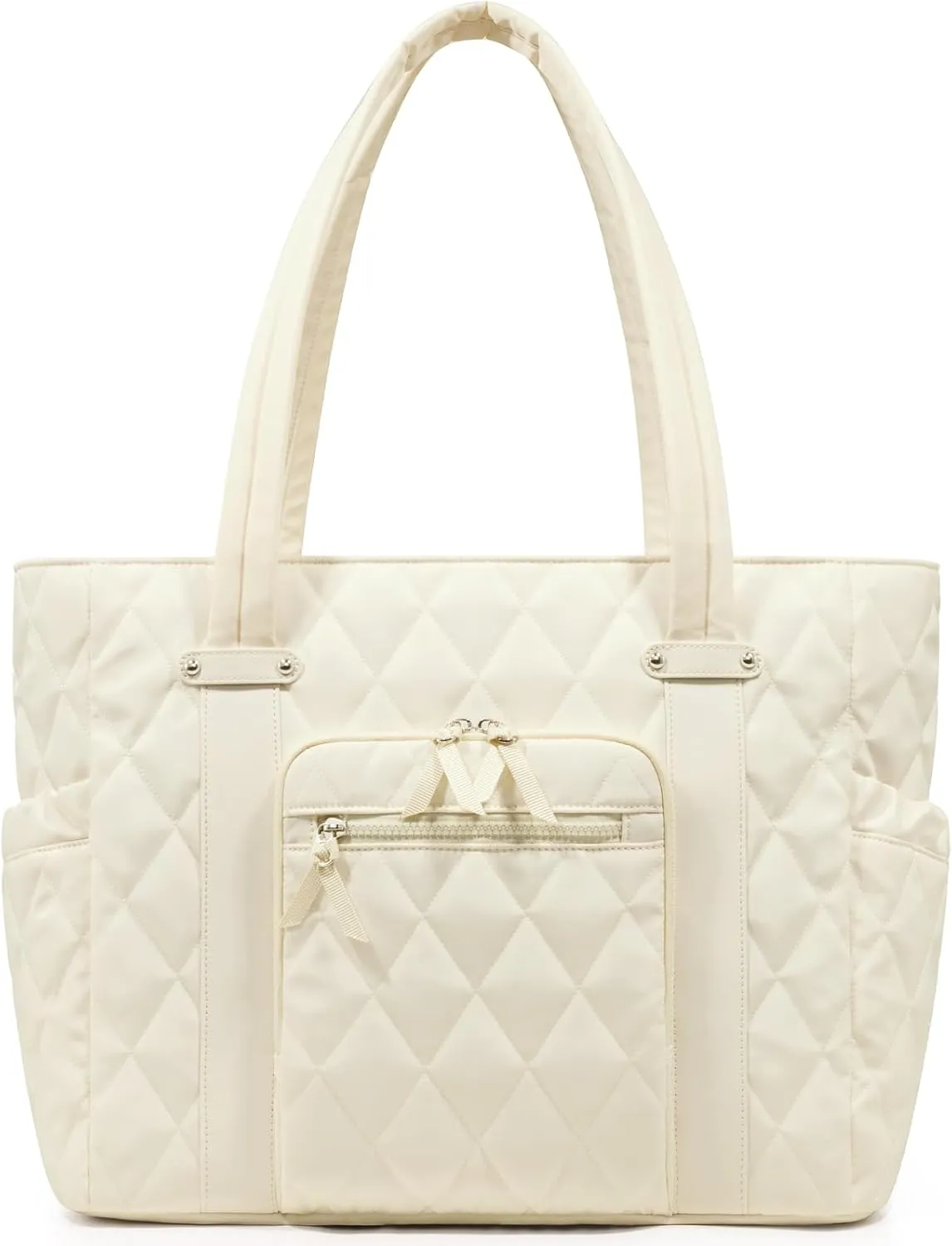 Tote Bag for Women, Lightweight Puffy Tote Bag with Compartments, Quilted Shoulder Bag Handbag for Travel, Work