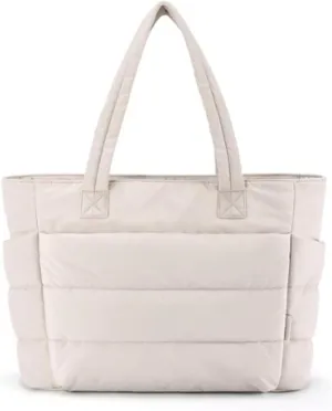 Tote Bag for Women, Lightweight Puffy with Compartments, Large Quilted Travel, Work, Sport