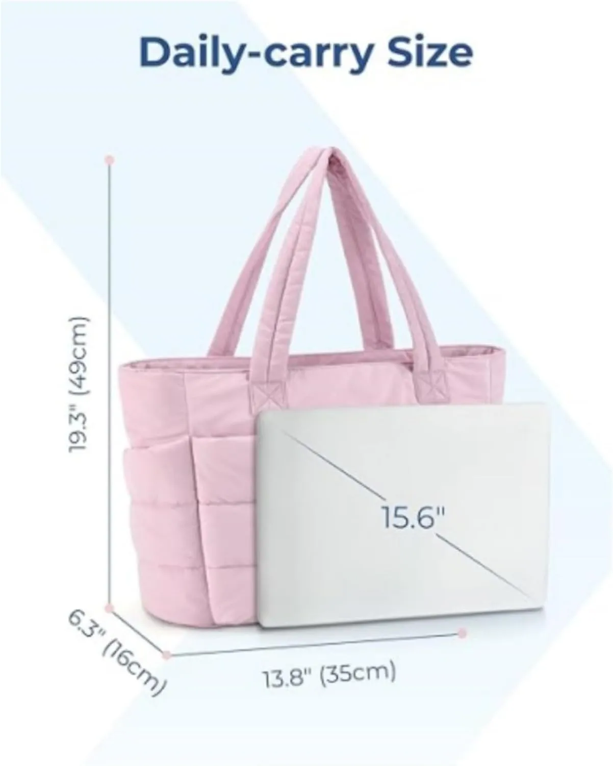 Tote Bag for Women, Lightweight Puffy with Compartments, Large Quilted Travel, Work, Sport