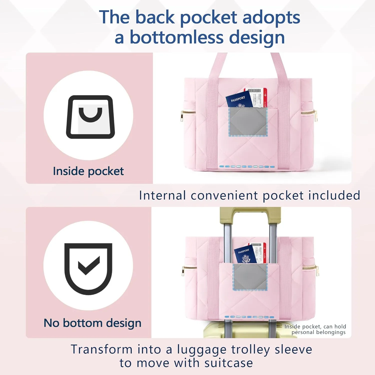Tote bag for Women Puffer Shoulder Bag with Zipper Travel Quilted Nurse Bag Carry On Laptop Bag for Travel Work