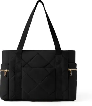 Tote bag for Women Puffer Shoulder Bag with Zipper Travel Quilted Nurse Bag Carry On Laptop Bag for Travel Work