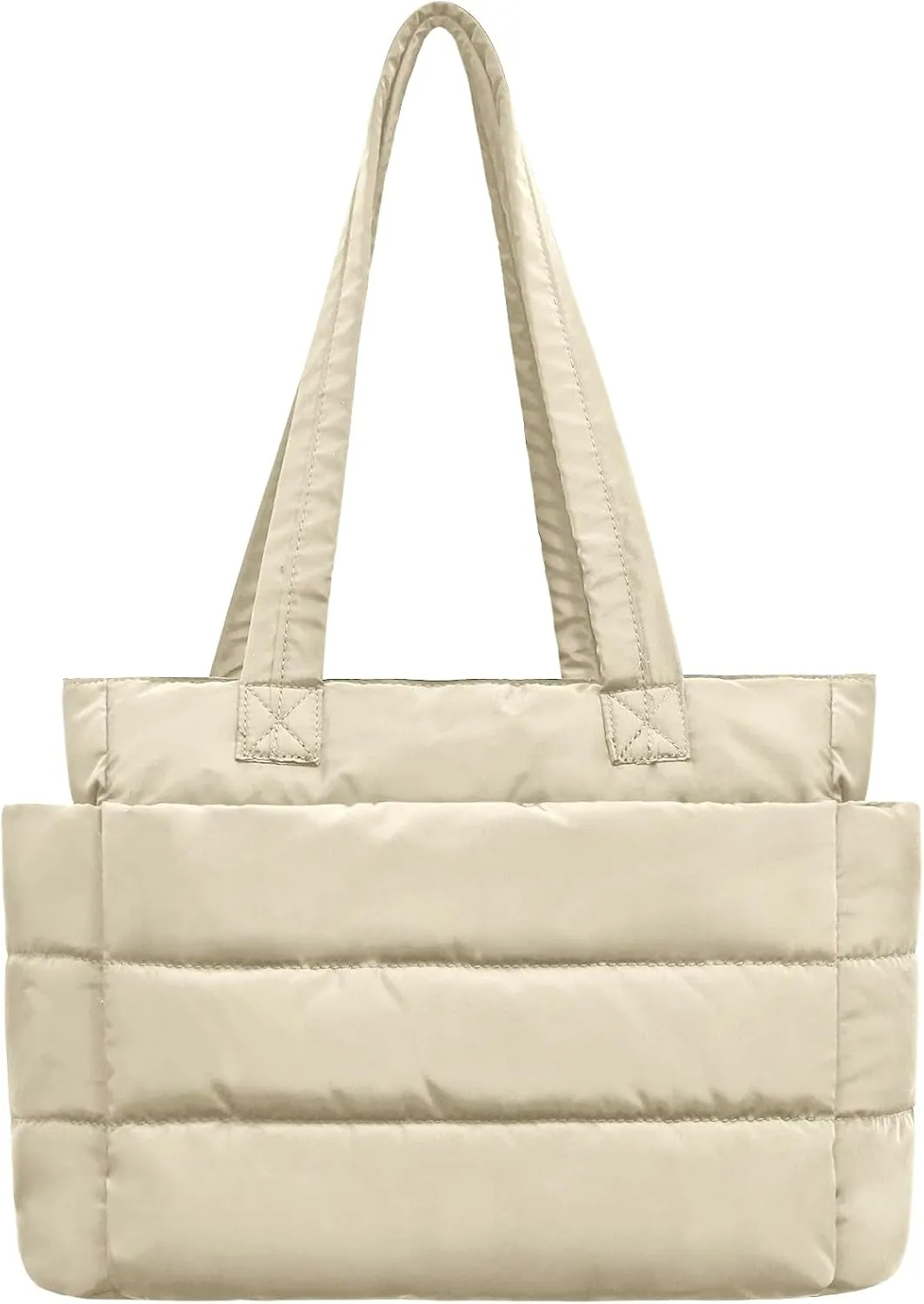 Tote Bag for Women with Zipper, Soft Lightweight Puffy Bag with Compartment, Quilted Handbag for Travel, Work, Sport