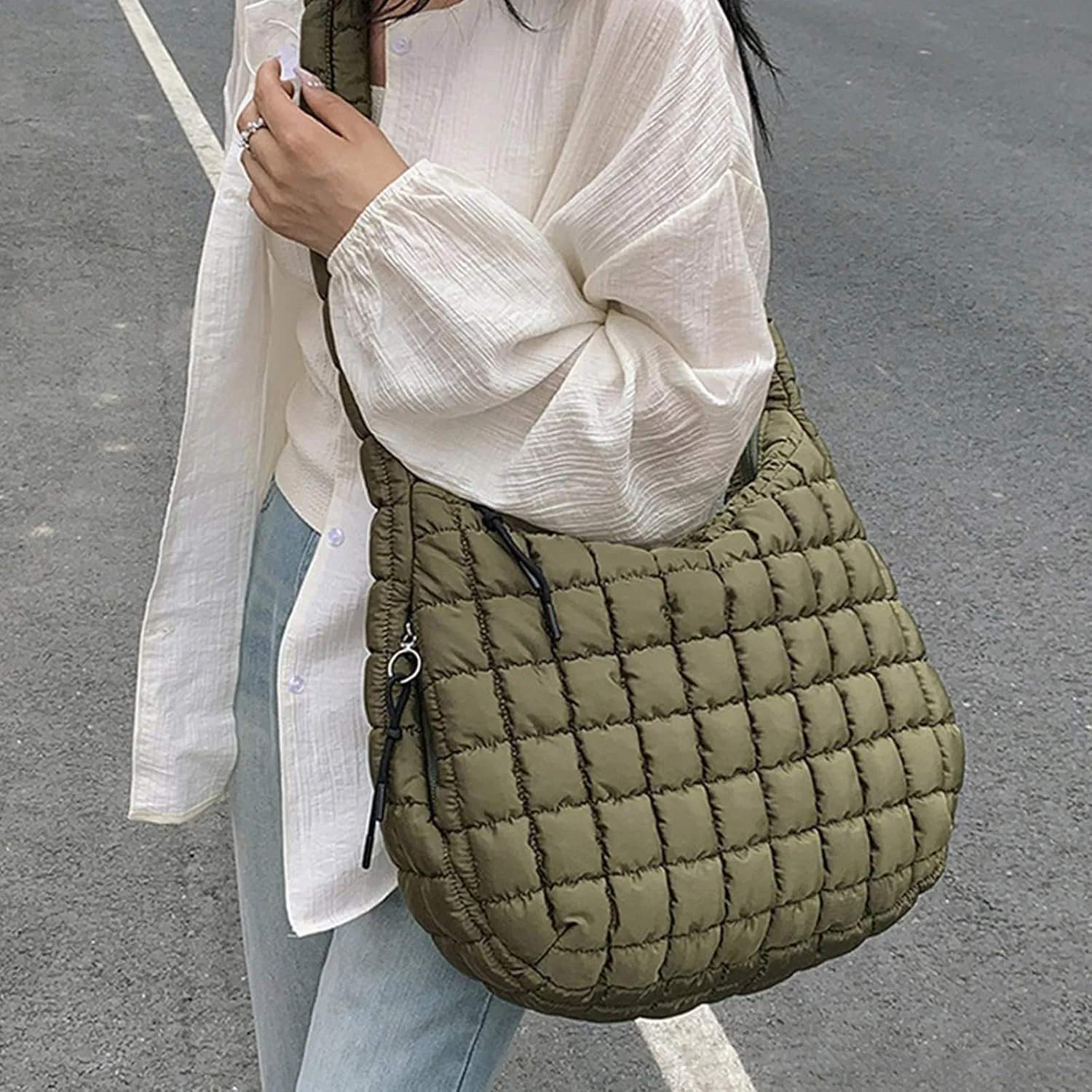 Tote Bag For Women Work Large Quilted Carryall Puffer Shoulder Bag Lightweight Quilted Padding Hobo Bag Quilted Bag