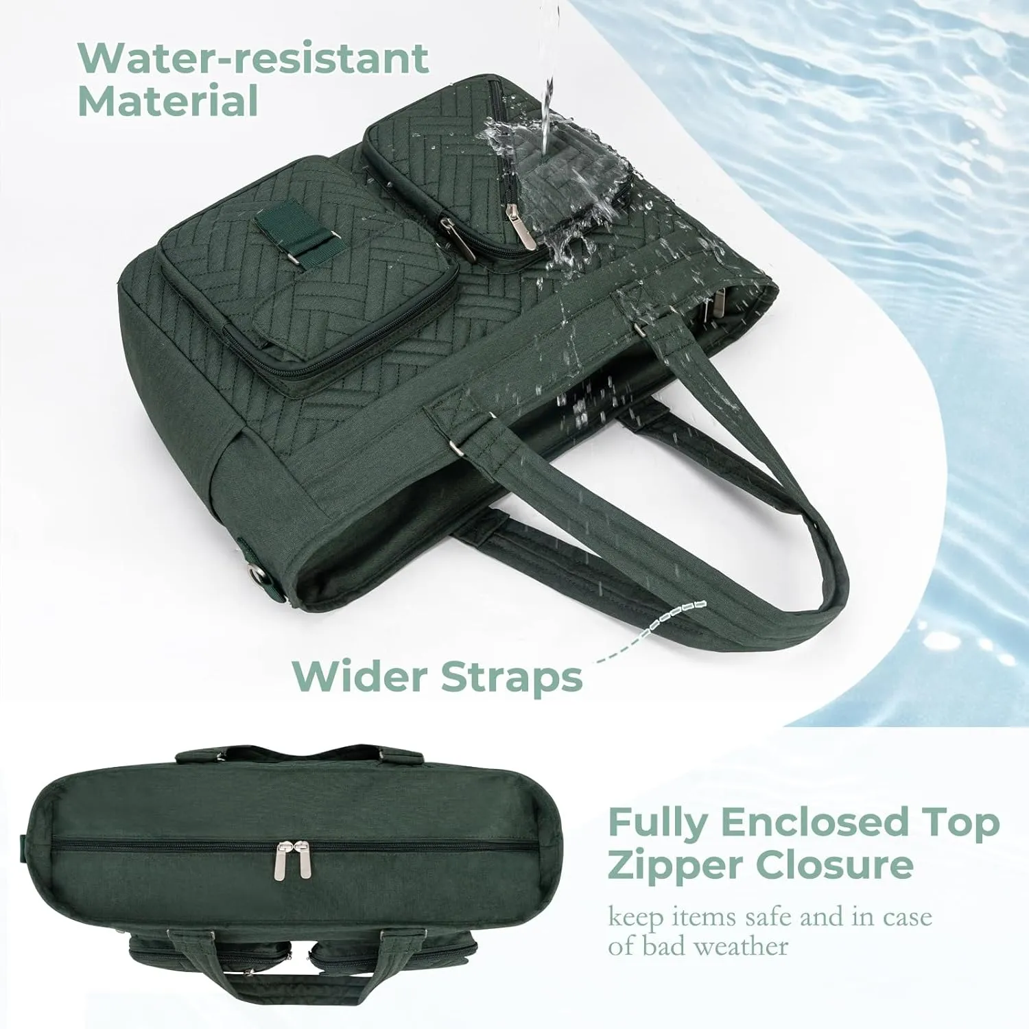 Tote Bag for Women Work Tote Bag with 15.6 Inch Laptop Compartment Quilted Teacher Laptop Bag with Zipper