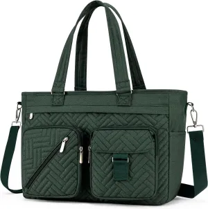 Tote Bag for Women Work Tote Bag with 15.6 Inch Laptop Compartment Quilted Teacher Laptop Bag with Zipper