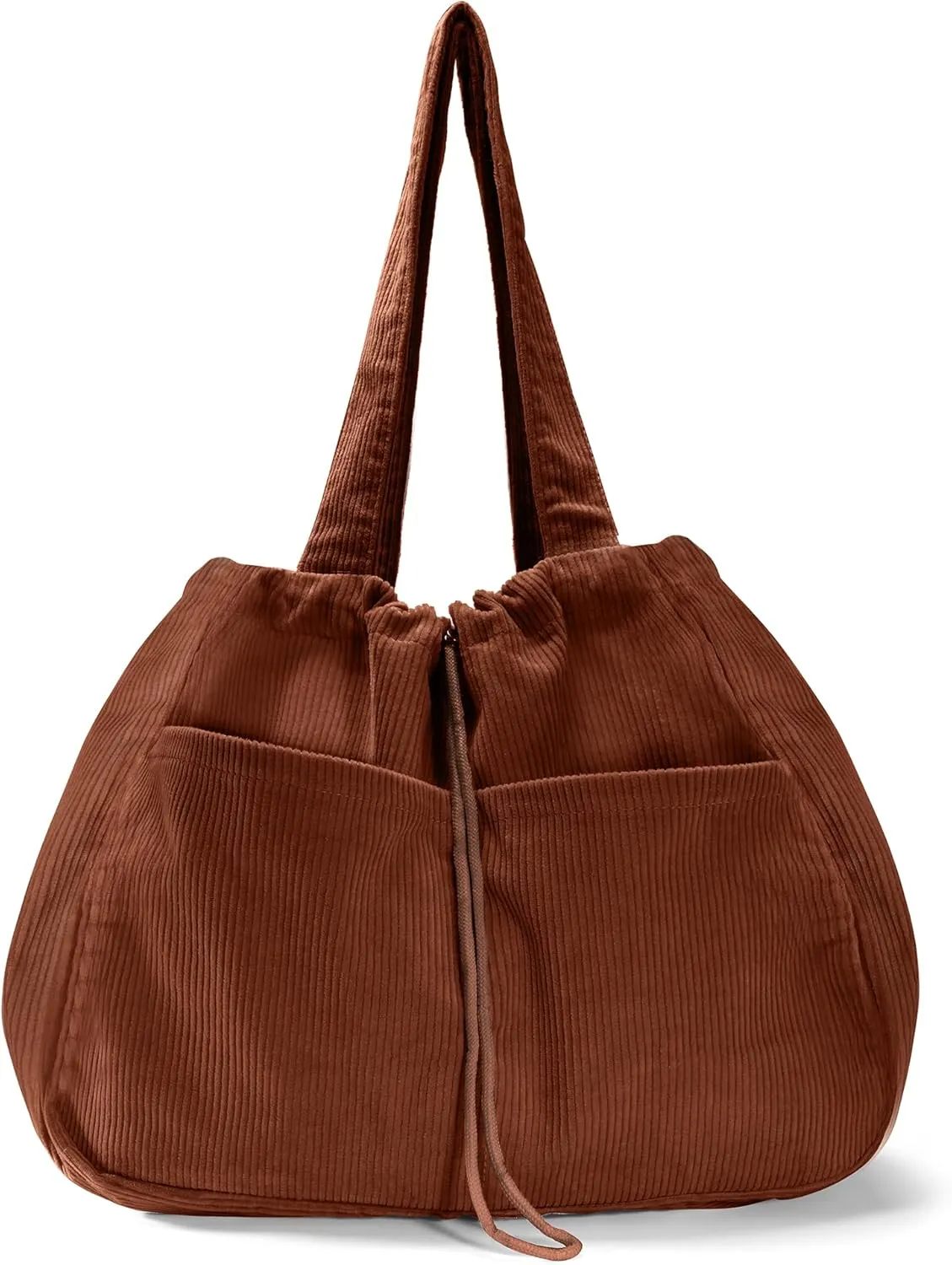 Tote Bag for Women,Corduroy Lightweight Large Capacity Shoulder Bags with Drawstring, Casual Handbag for Travel, Work
