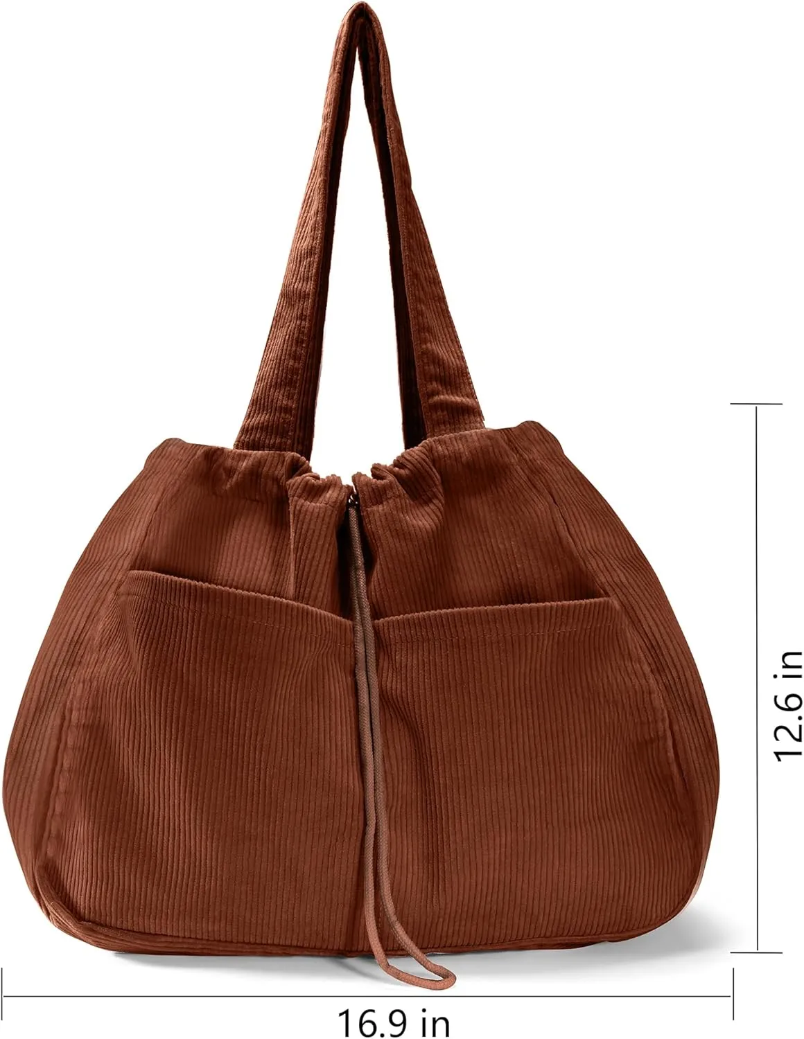 Tote Bag for Women,Corduroy Lightweight Large Capacity Shoulder Bags with Drawstring, Casual Handbag for Travel, Work