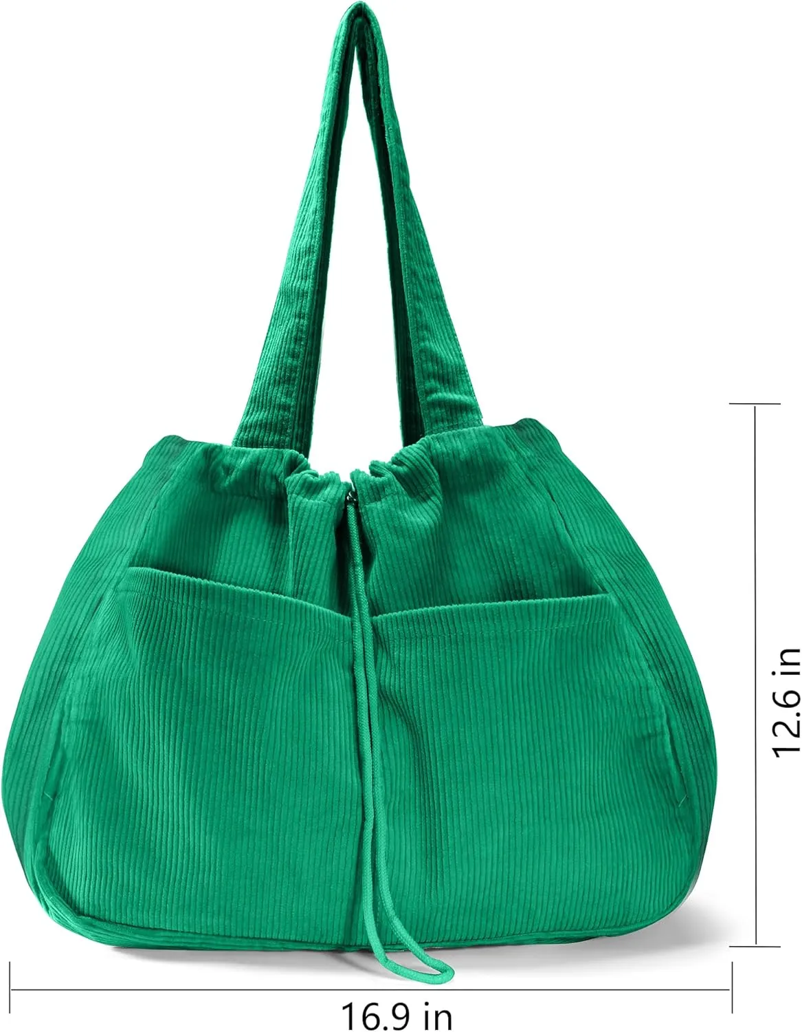 Tote Bag for Women,Corduroy Lightweight Large Capacity Shoulder Bags with Drawstring, Casual Handbag for Travel, Work
