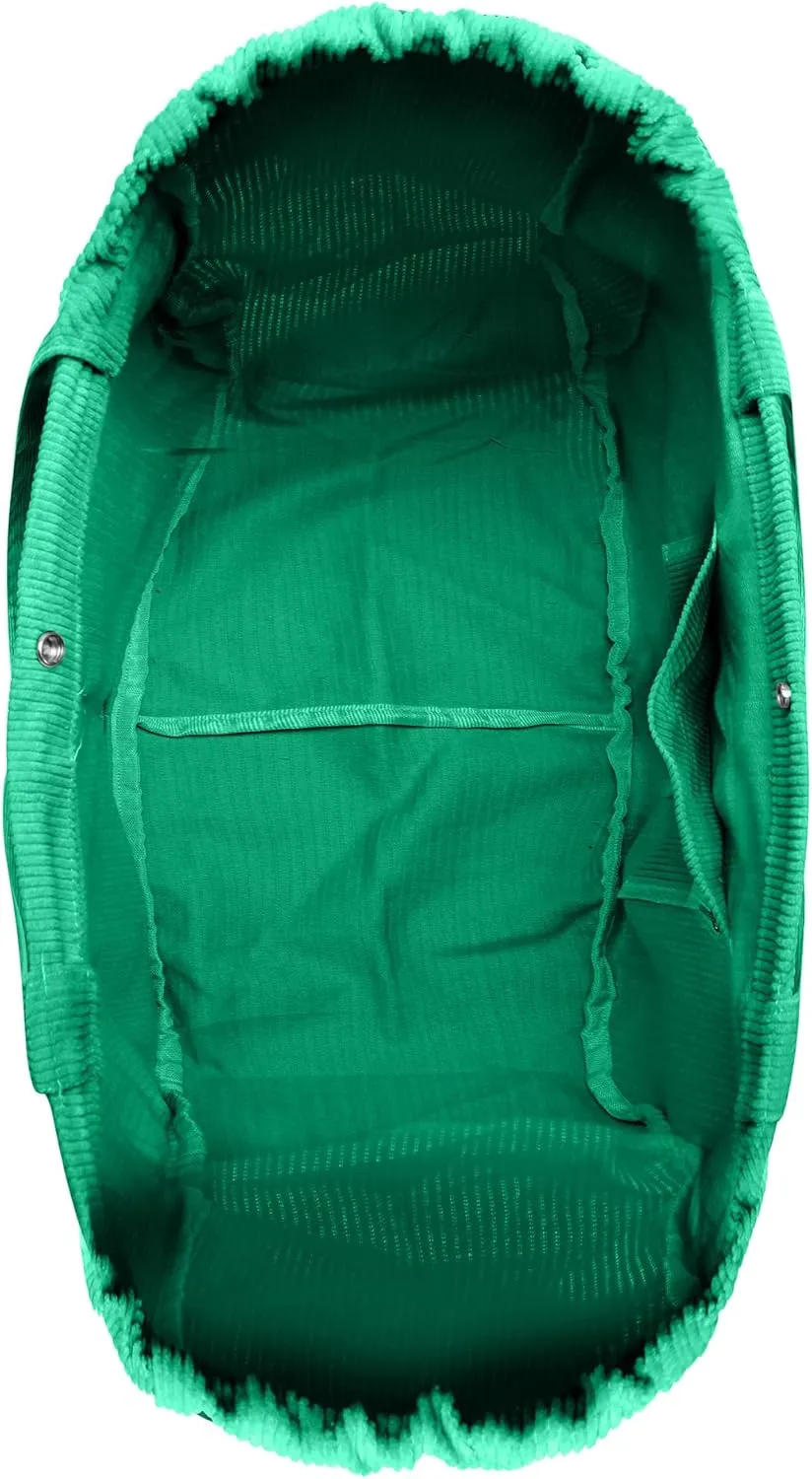 Tote Bag for Women,Corduroy Lightweight Large Capacity Shoulder Bags with Drawstring, Casual Handbag for Travel, Work