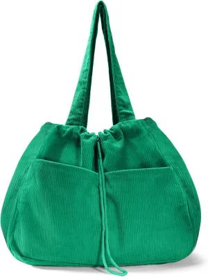 Tote Bag for Women,Corduroy Lightweight Large Capacity Shoulder Bags with Drawstring, Casual Handbag for Travel, Work