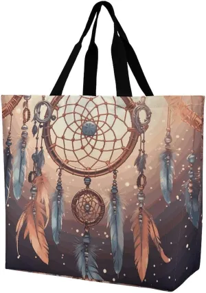 Tote Bag Grocery Bag for Women Shopping Bag Native American Dream Catcher Handbags Beach Bag Shoulder Bag for Shopping