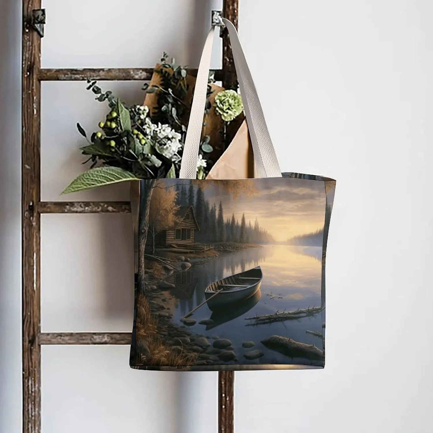 Tote Bag Laptop Handbag Cartoon Cute Otter Grocery Bag Canvas Shoulder Bag Crossbody Bag for Travel