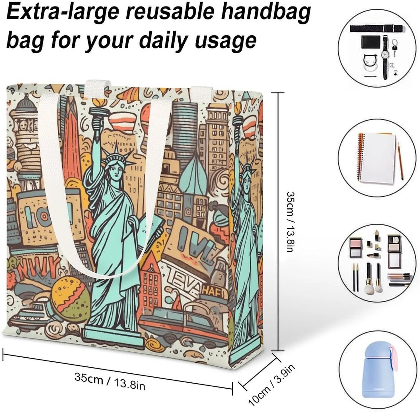 Tote Bag Laptop Handbag Cartoon Cute Otter Grocery Bag Canvas Shoulder Bag Crossbody Bag for Travel