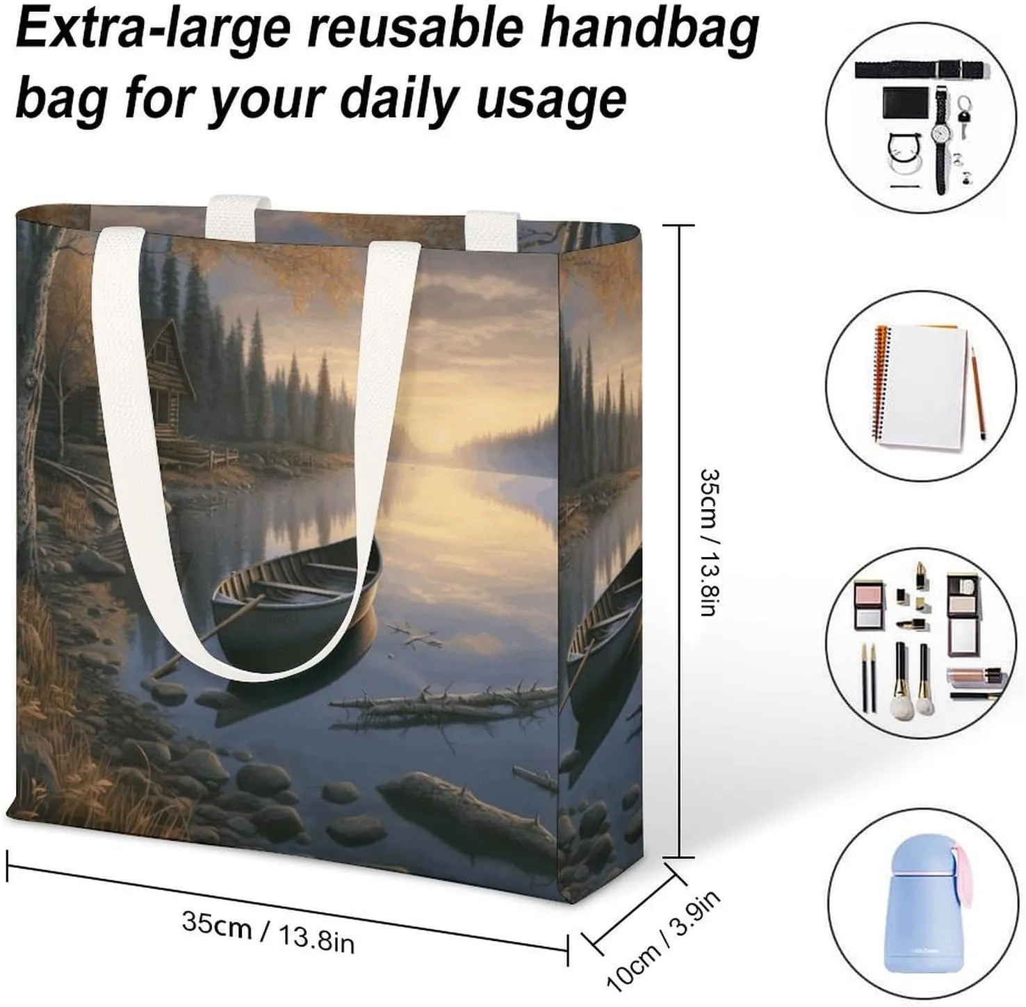 Tote Bag Laptop Handbag Cartoon Cute Otter Grocery Bag Canvas Shoulder Bag Crossbody Bag for Travel
