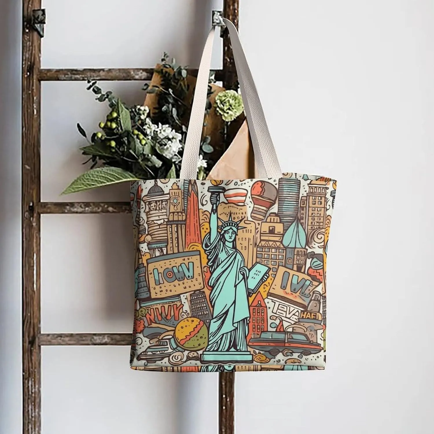 Tote Bag Laptop Handbag Cartoon Cute Otter Grocery Bag Canvas Shoulder Bag Crossbody Bag for Travel