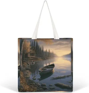 Tote Bag Laptop Handbag Cartoon Cute Otter Grocery Bag Canvas Shoulder Bag Crossbody Bag for Travel