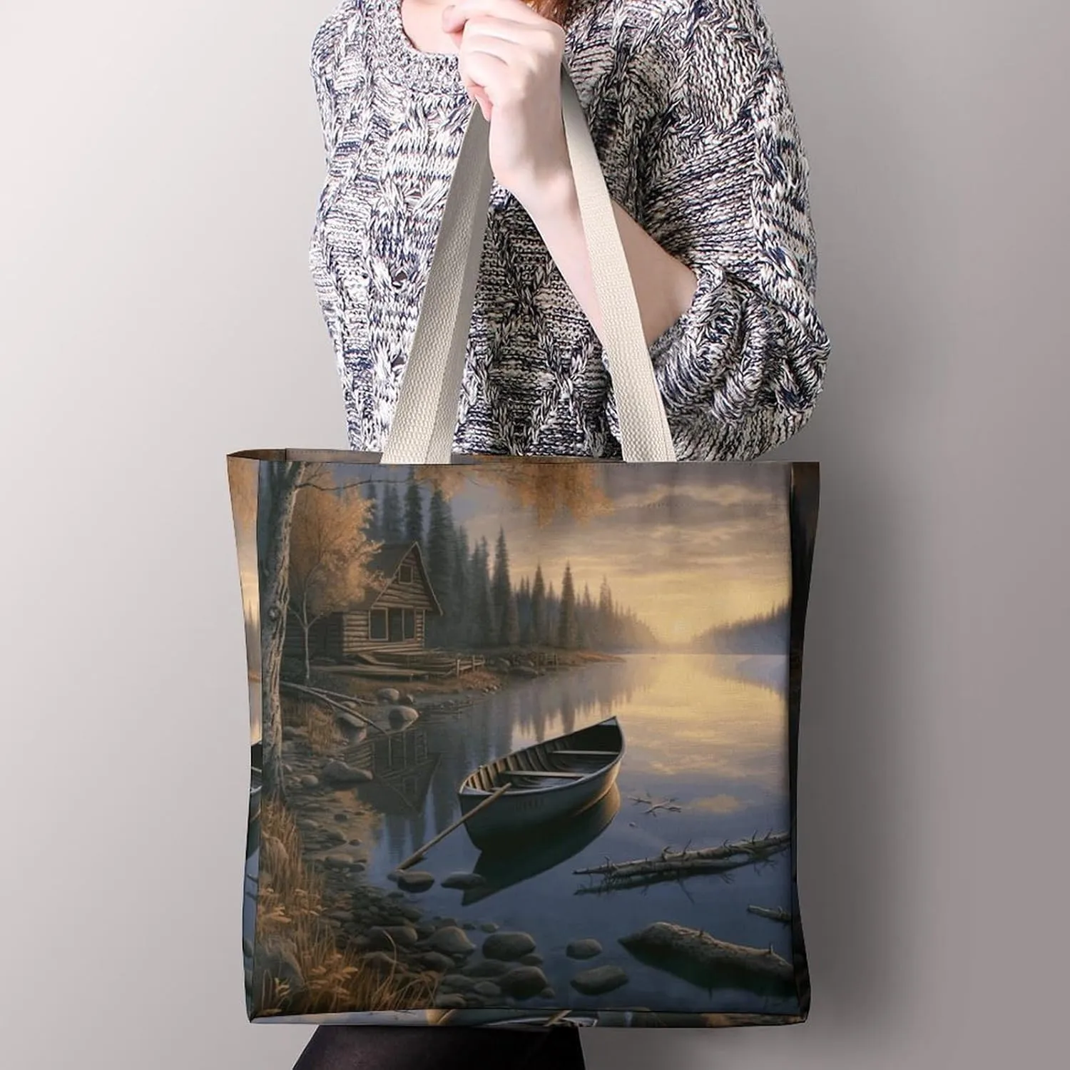 Tote Bag Laptop Handbag Cartoon Cute Otter Grocery Bag Canvas Shoulder Bag Crossbody Bag for Travel