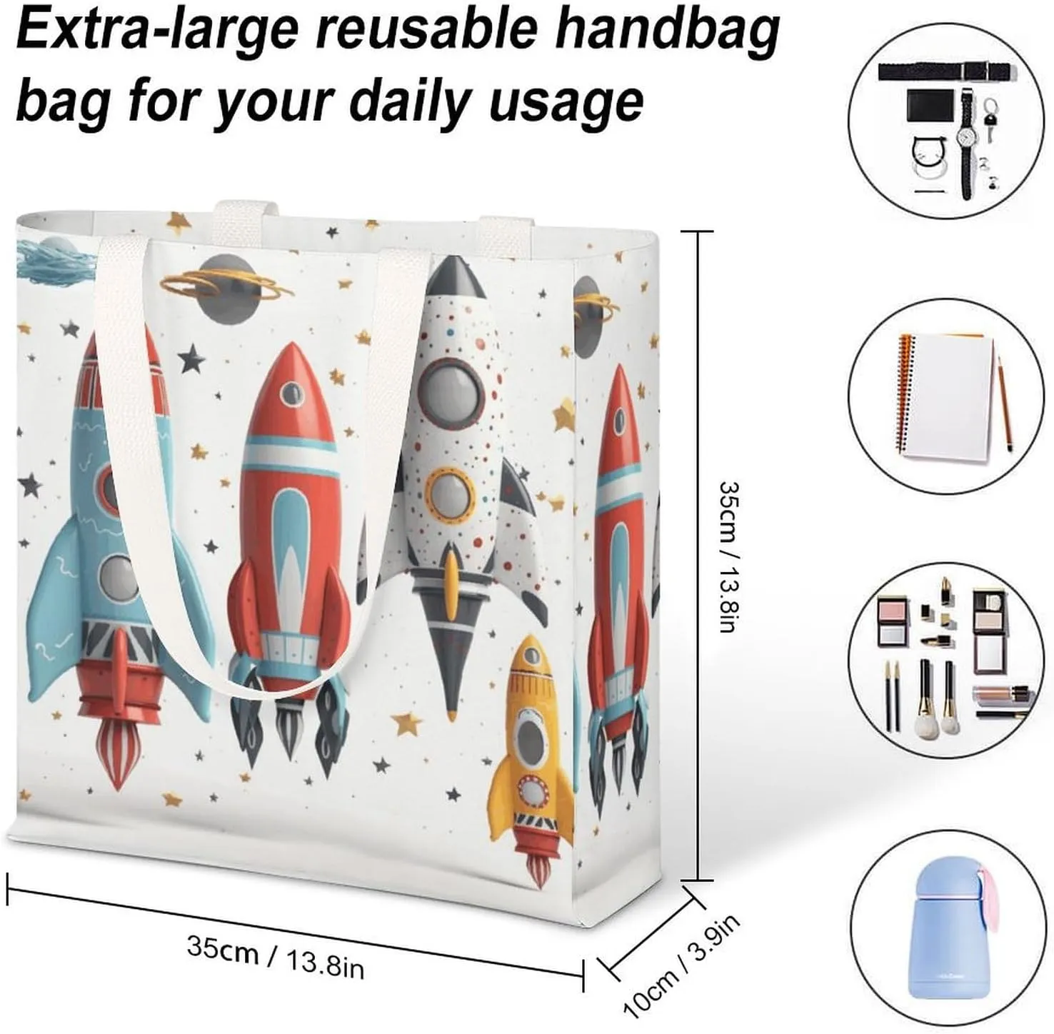 Tote Bag Laptop Handbag Cartoon Santa Claus Grocery Bag Canvas Shoulder Bag Crossbody Bag for Travel