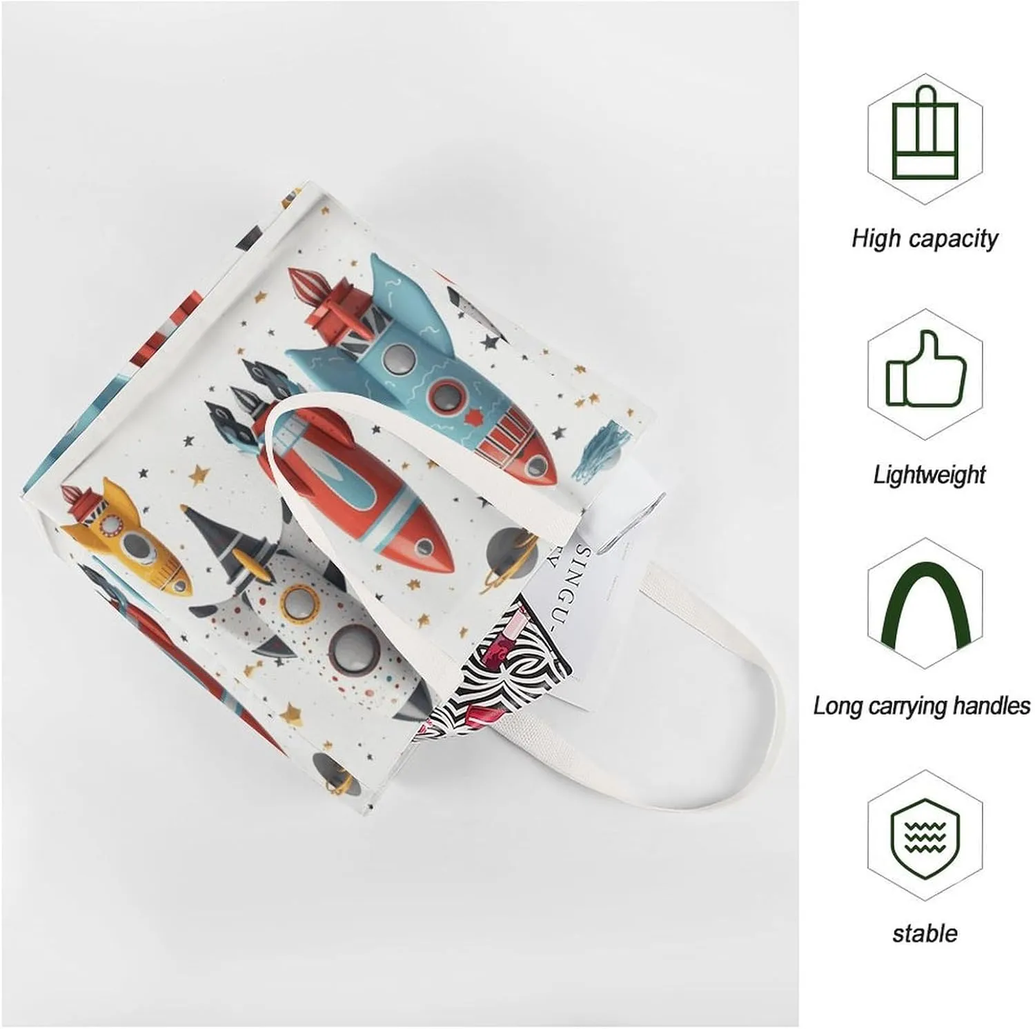 Tote Bag Laptop Handbag Cartoon Santa Claus Grocery Bag Canvas Shoulder Bag Crossbody Bag for Travel