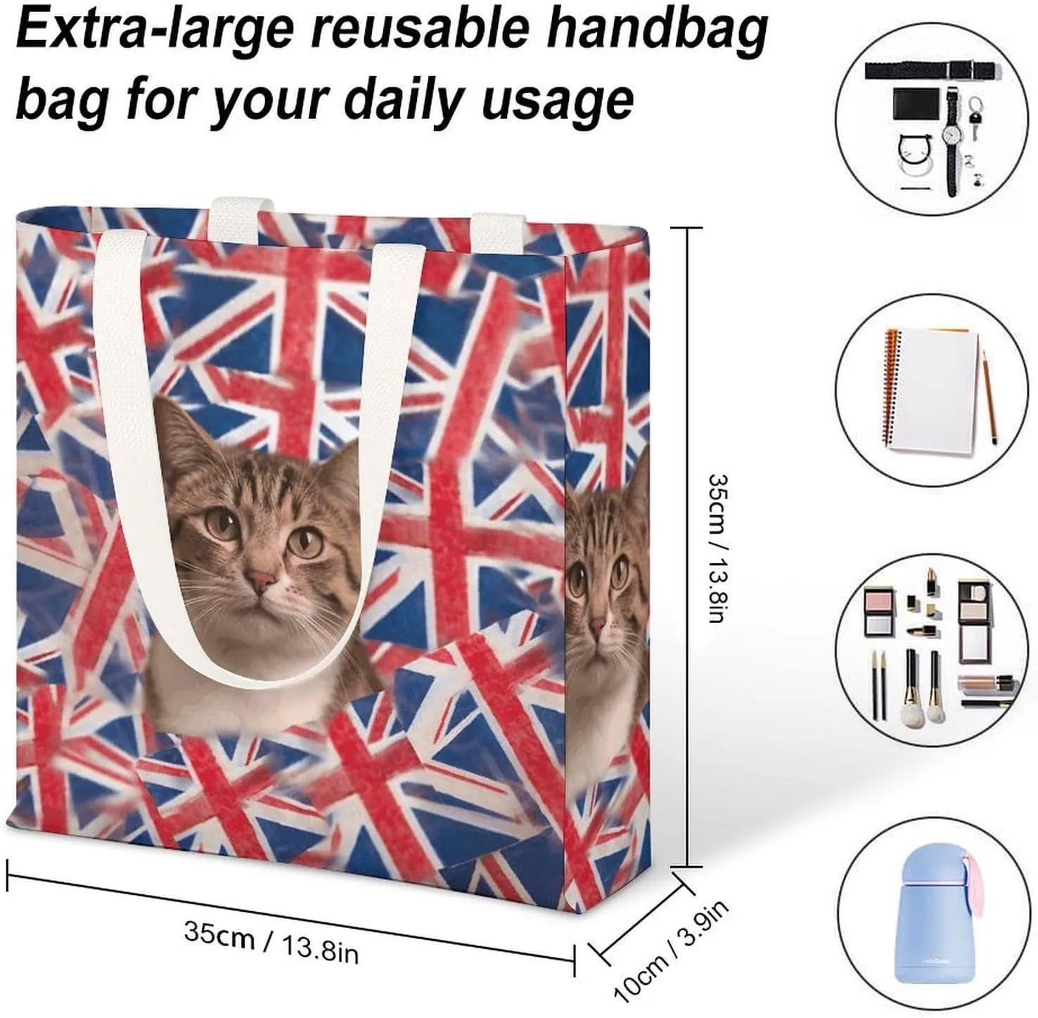 Tote Bag Laptop Handbag Cartoon Santa Claus Grocery Bag Canvas Shoulder Bag Crossbody Bag for Travel