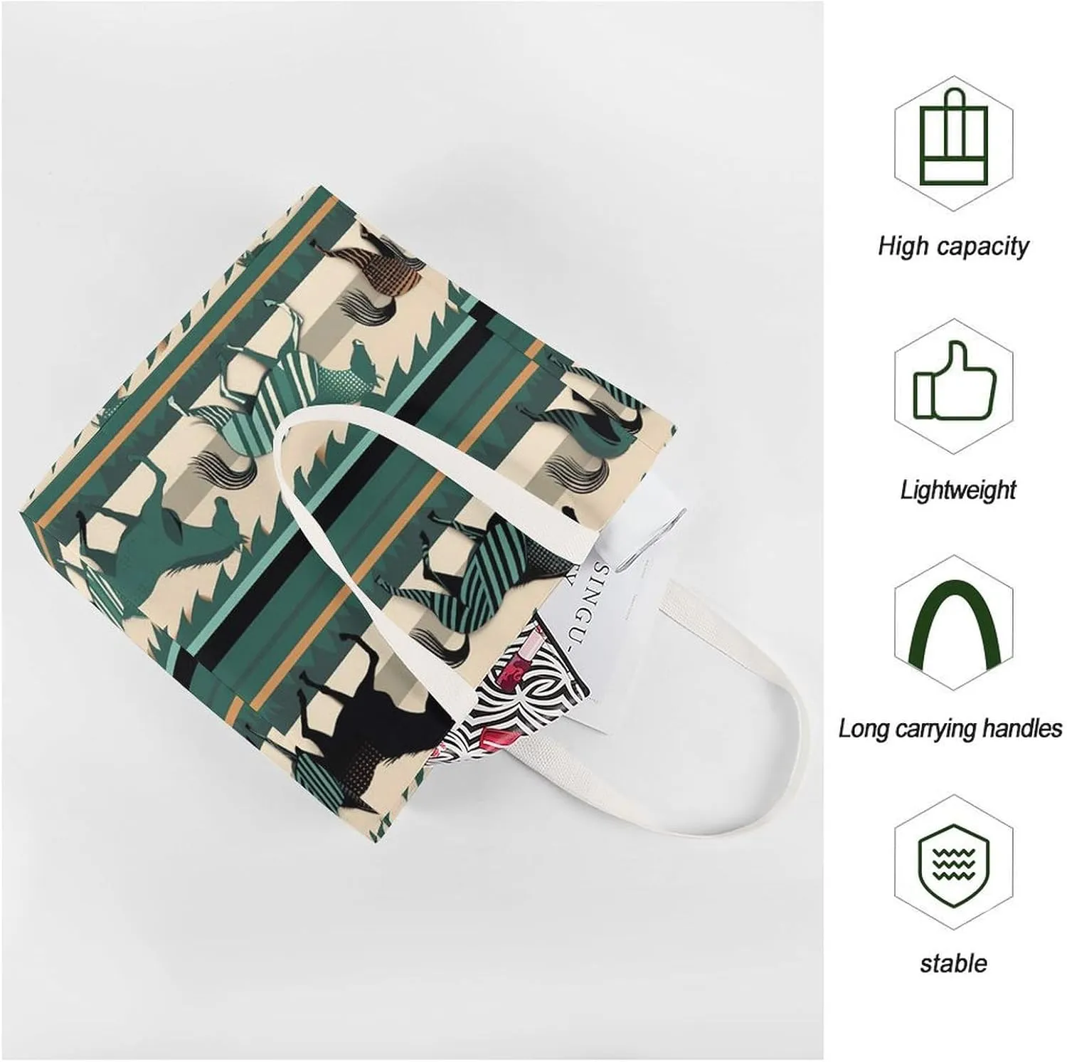Tote Bag Laptop Handbag Gray Animals Grocery Bag Canvas Shoulder Bag Crossbody Bag for Travel
