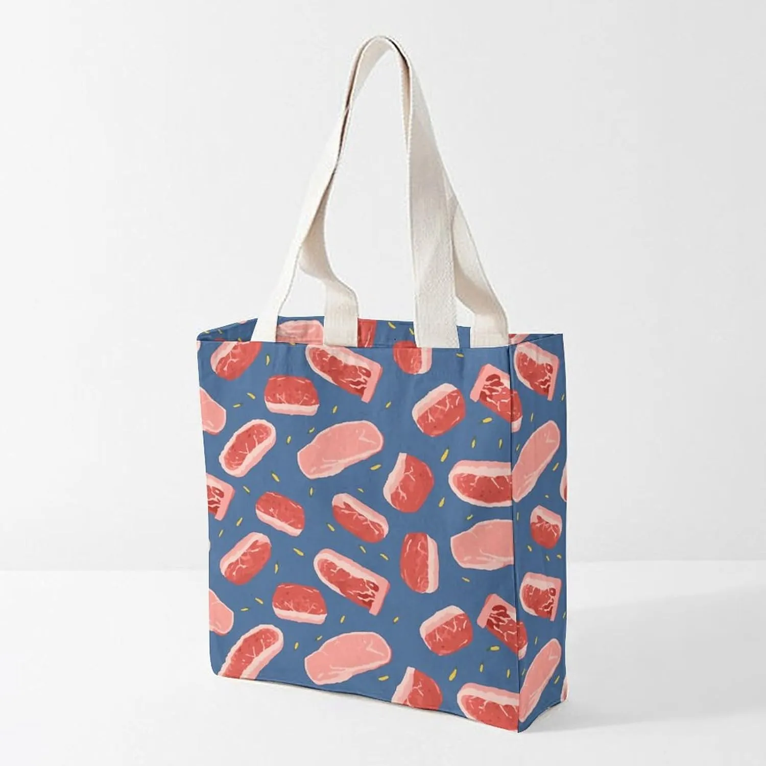 Tote Bag Laptop Handbag Meat Slices Pattern Grocery Bag Canvas Shoulder Bag Crossbody Bag for Travel