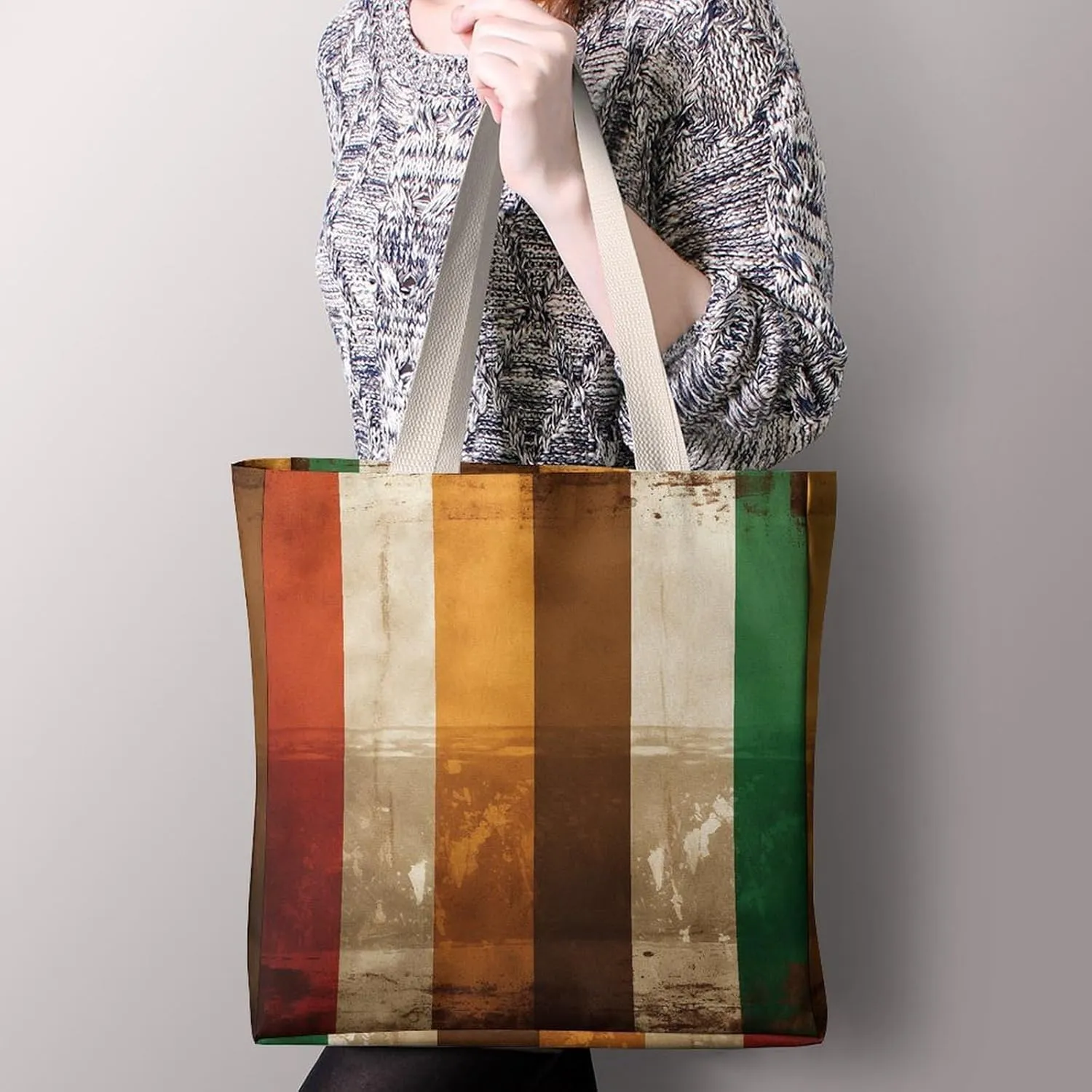 Tote Bag Laptop Handbag Orange Background with Horse Head Grocery Bag Canvas Shoulder Bag Crossbody Bag for Travel