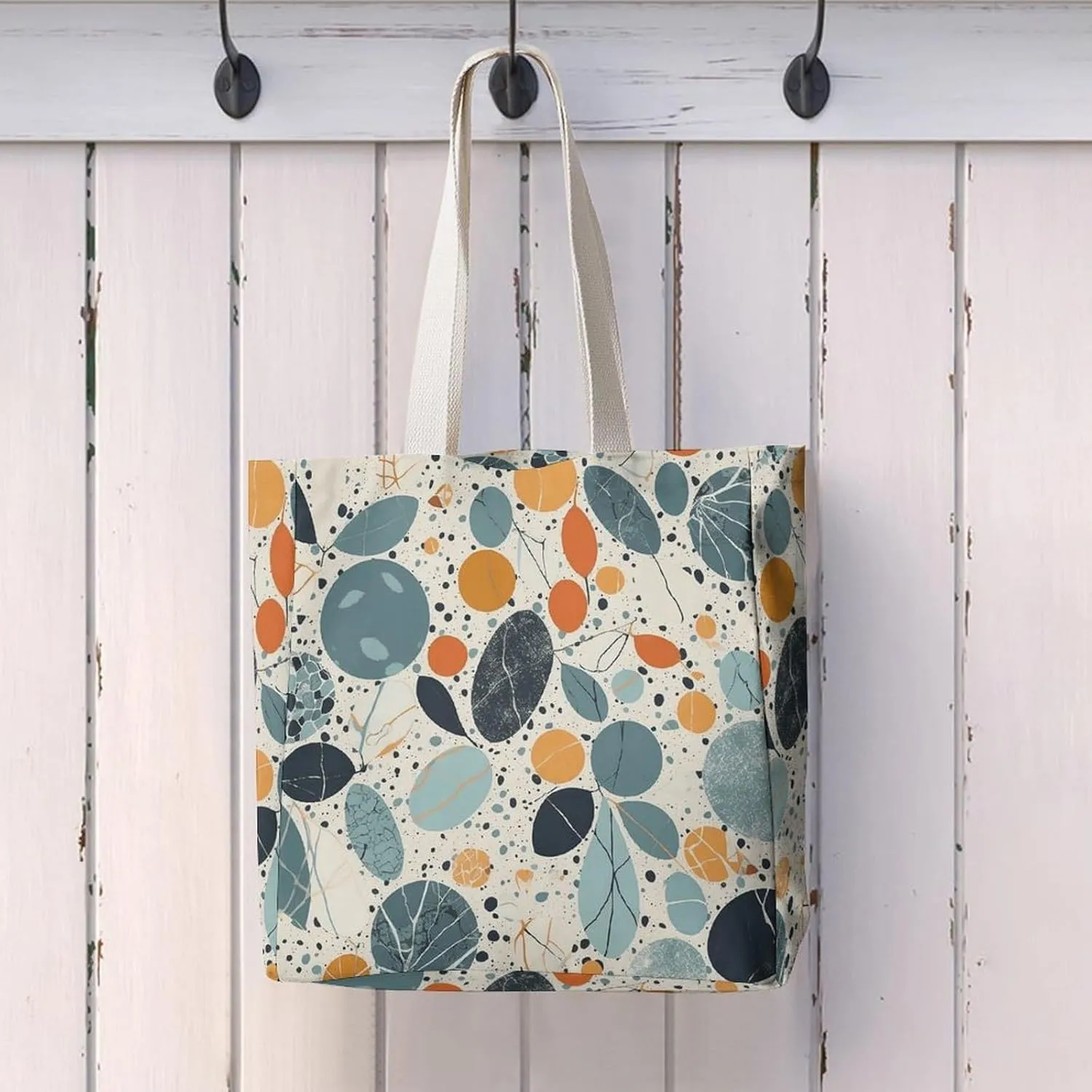 Tote Bag Laptop Handbag Orange Background with Horse Head Grocery Bag Canvas Shoulder Bag Crossbody Bag for Travel