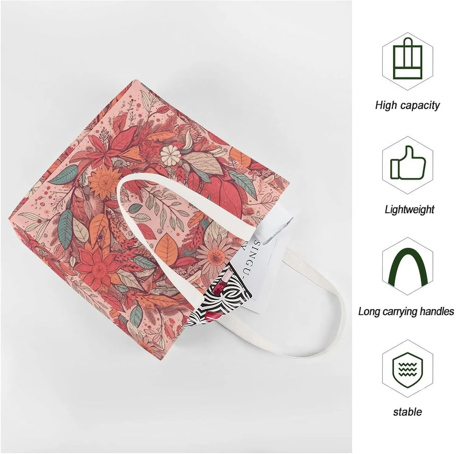 Tote Bag Laptop Handbag Orange Background with Horse Head Grocery Bag Canvas Shoulder Bag Crossbody Bag for Travel