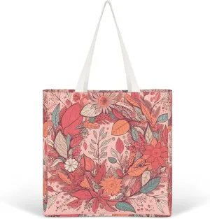 Tote Bag Laptop Handbag Orange Background with Horse Head Grocery Bag Canvas Shoulder Bag Crossbody Bag for Travel
