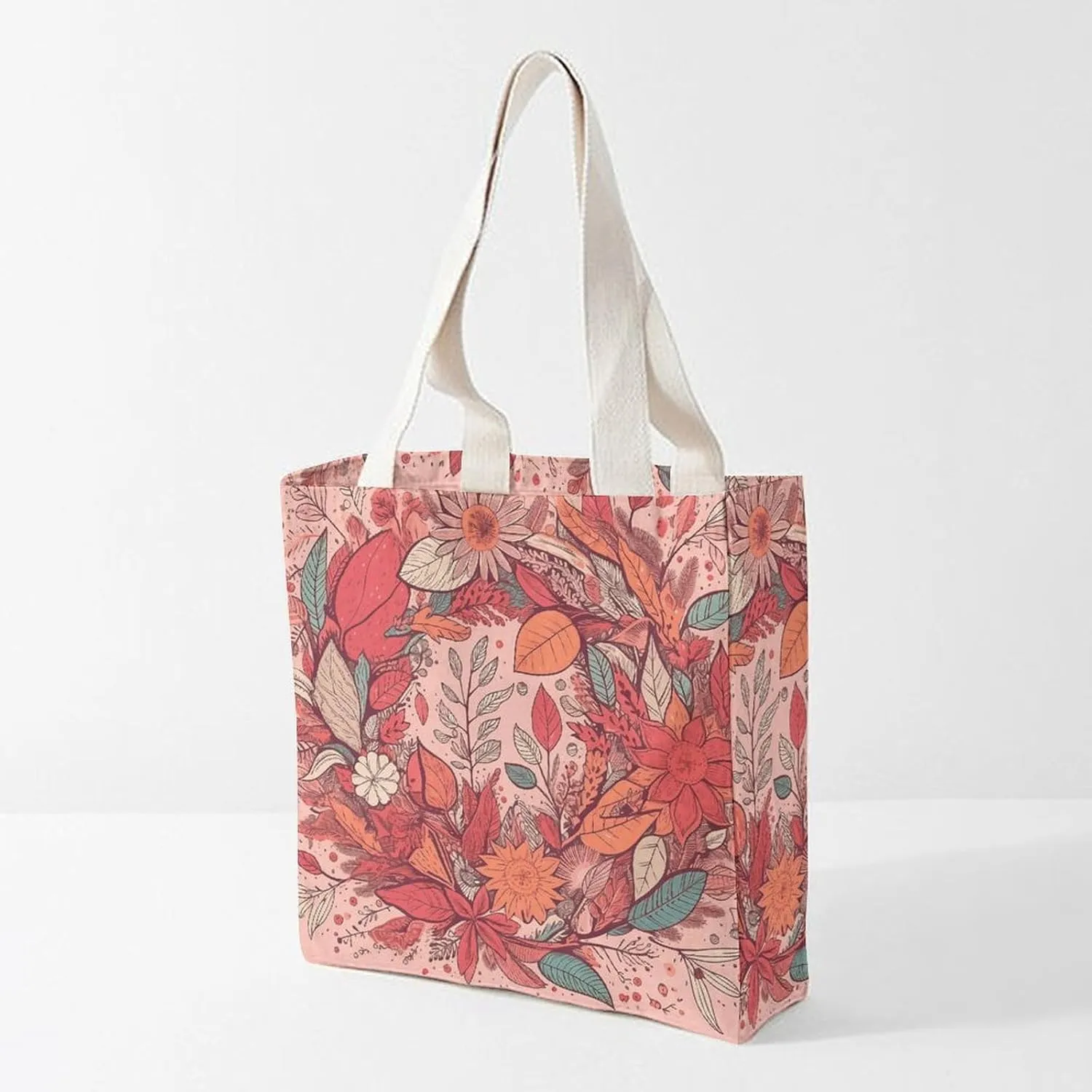 Tote Bag Laptop Handbag Orange Background with Horse Head Grocery Bag Canvas Shoulder Bag Crossbody Bag for Travel