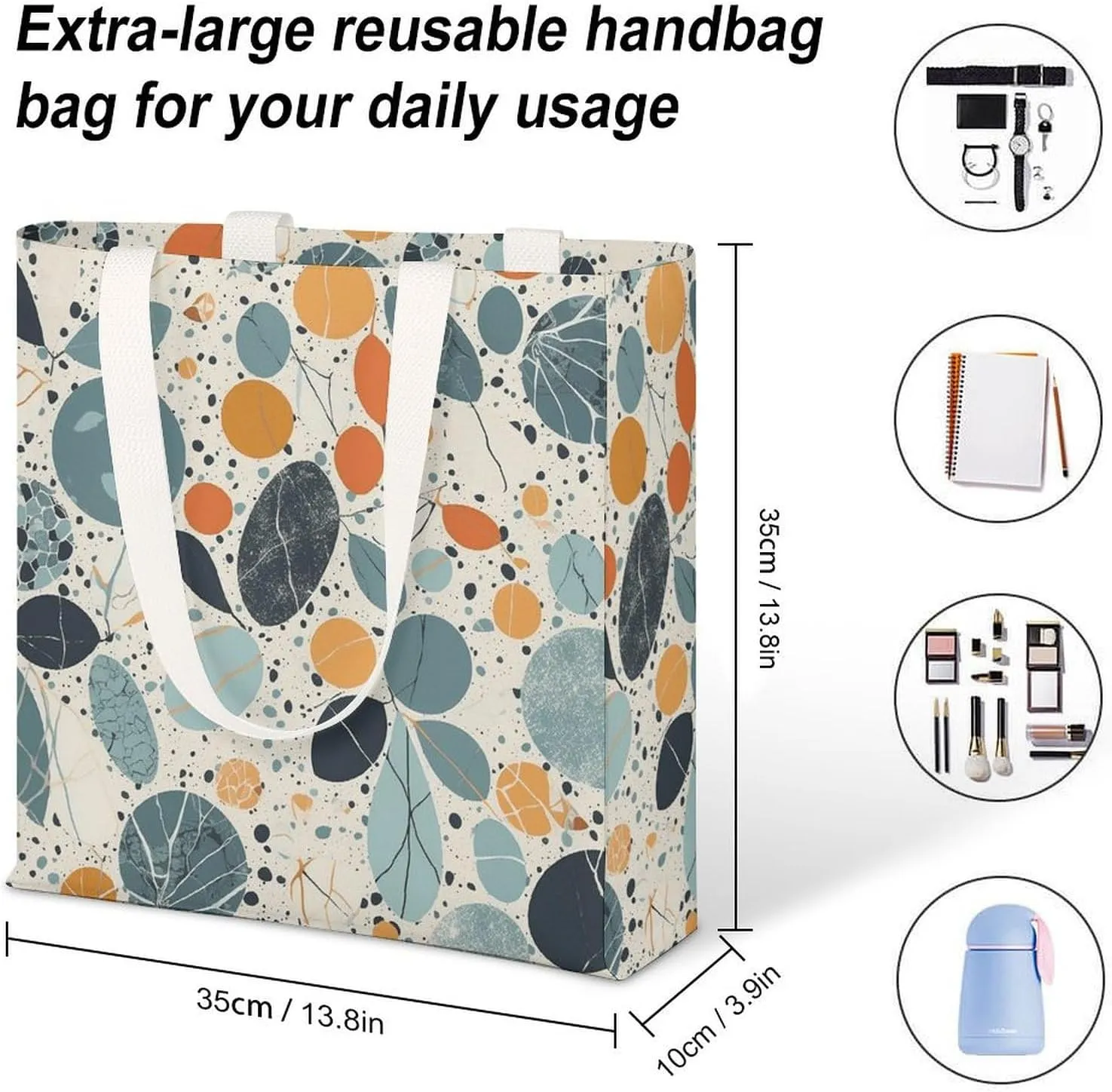 Tote Bag Laptop Handbag Orange Background with Horse Head Grocery Bag Canvas Shoulder Bag Crossbody Bag for Travel