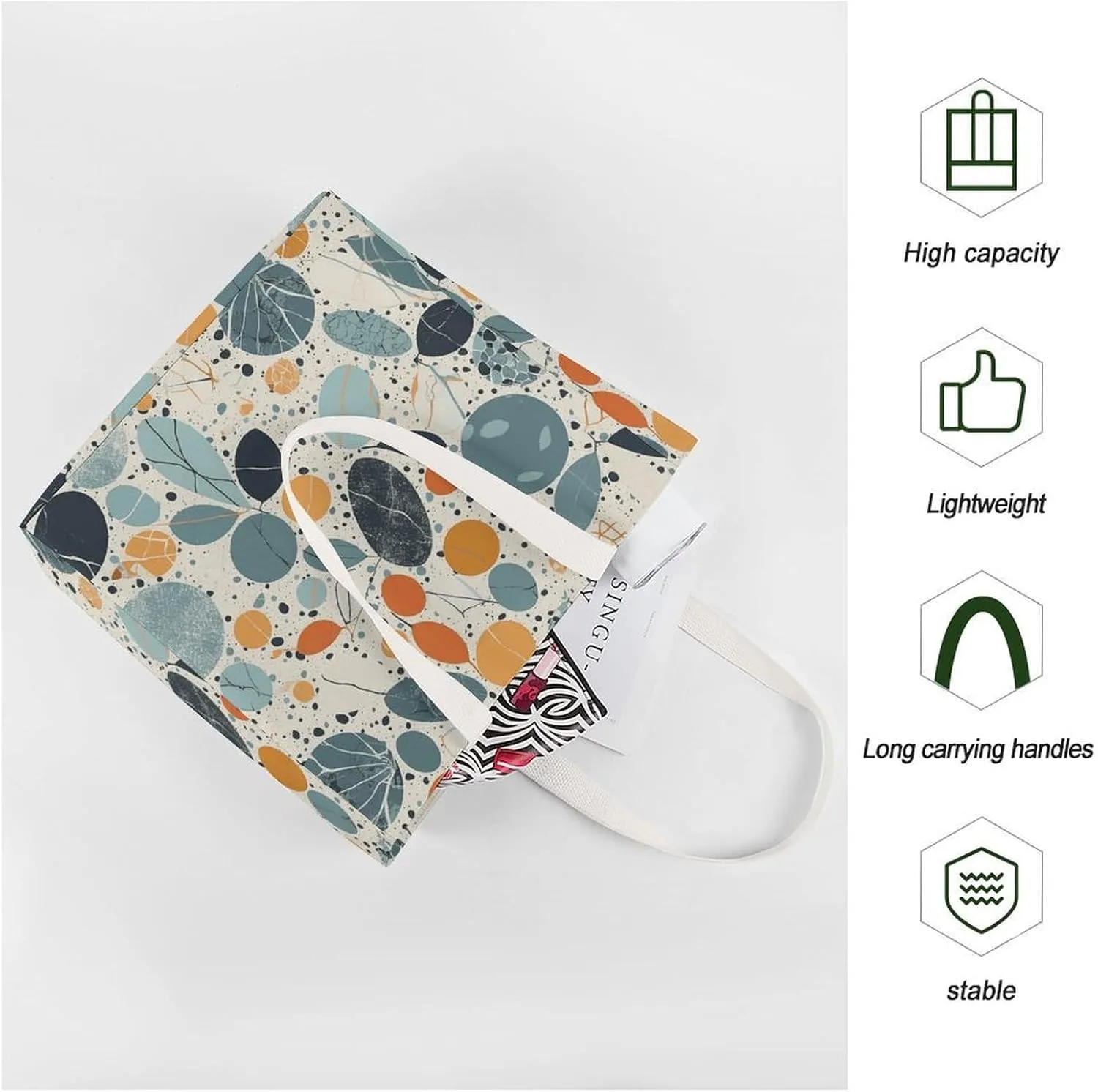 Tote Bag Laptop Handbag Orange Background with Horse Head Grocery Bag Canvas Shoulder Bag Crossbody Bag for Travel
