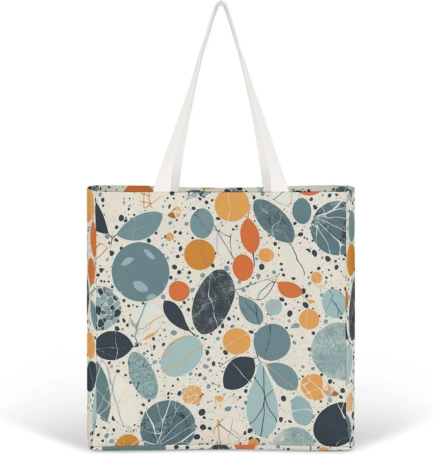 Tote Bag Laptop Handbag Orange Background with Horse Head Grocery Bag Canvas Shoulder Bag Crossbody Bag for Travel